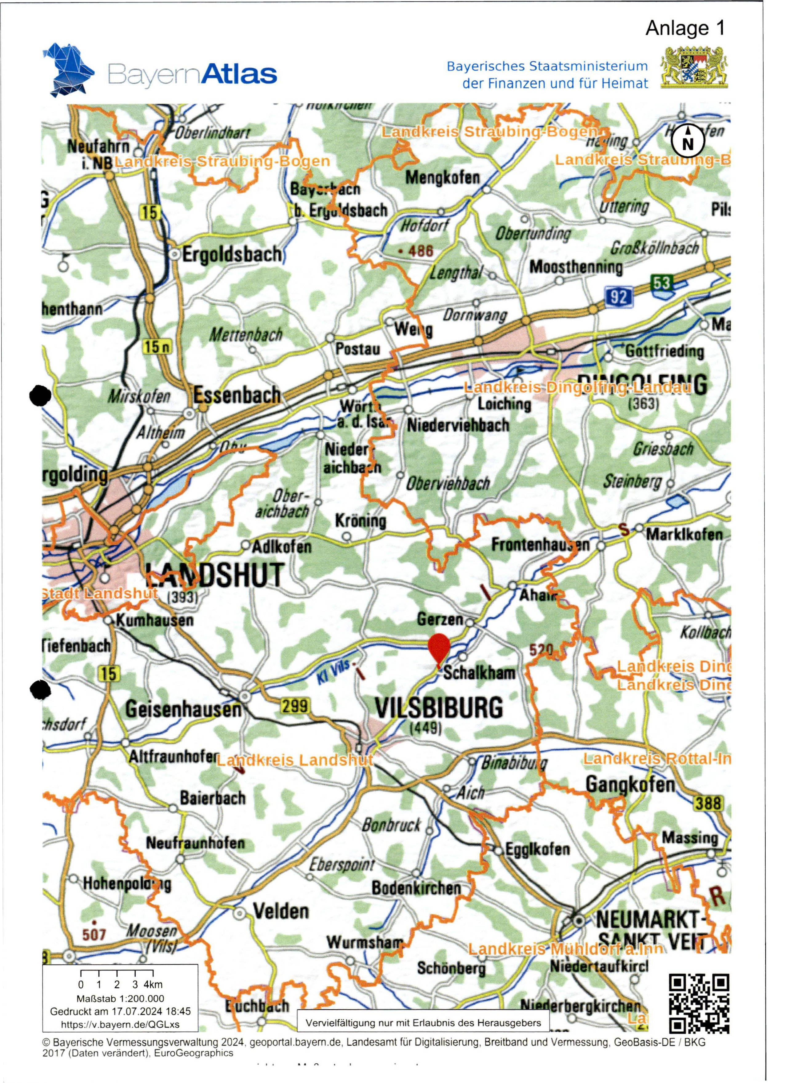 land-/ forstwirtschtl. Flächen in Nähe von Große Vils, 84175 Schalkham