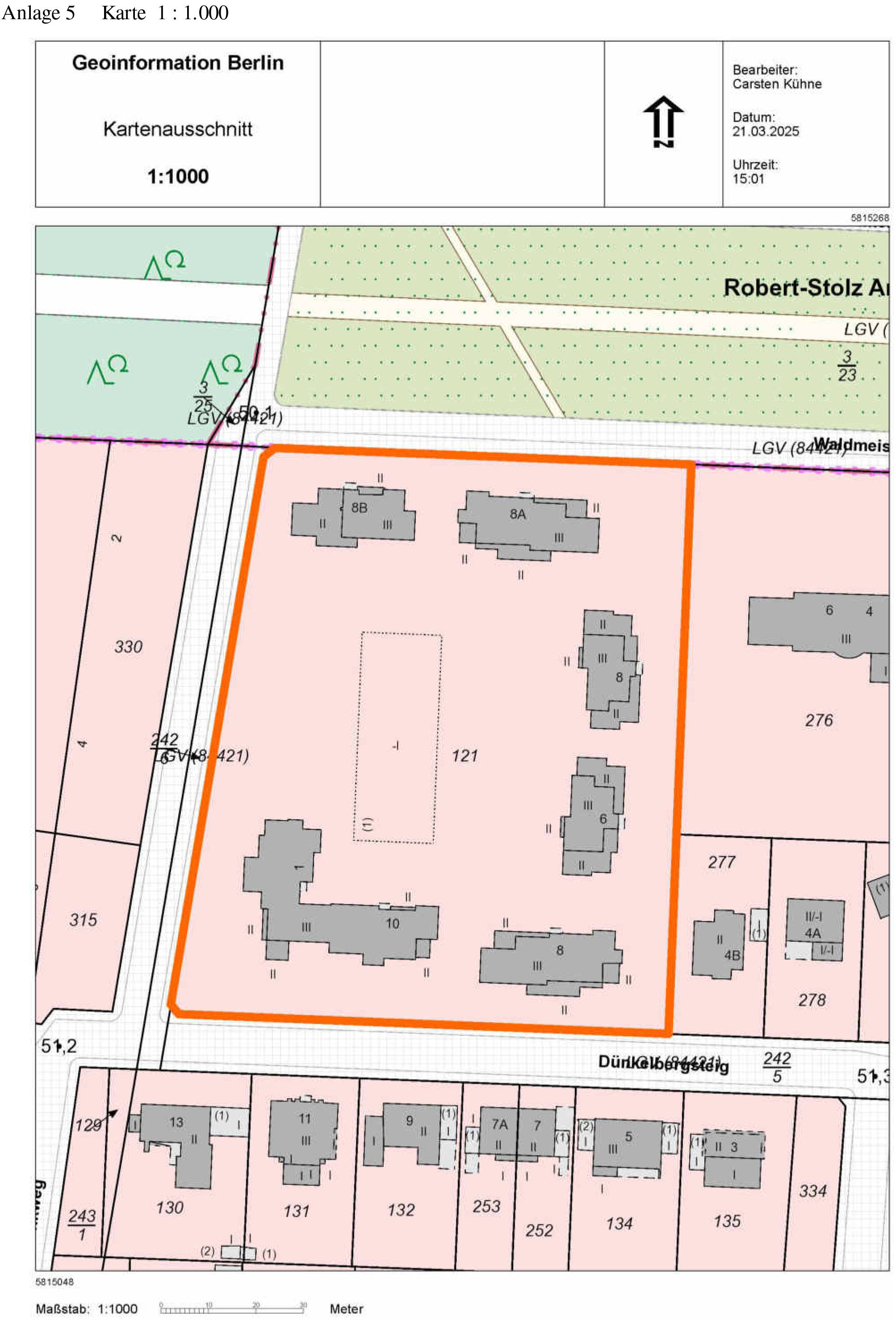 berlin 0070 K 0023/2025 Goldfinkweg 1, Dünkelbergsteig 6/10, Waldmeisterstraße 8, 8A, 8B, 14195 Berlin 11