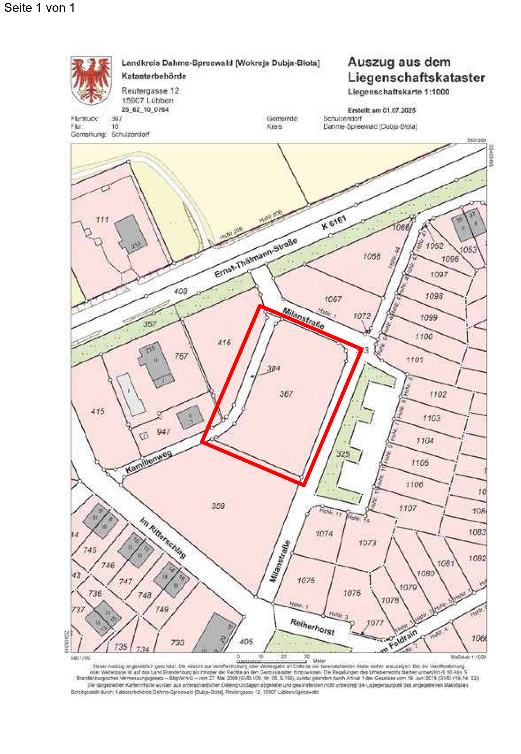 brandenburg 0008 K 0021/2025 Kamillenweg, Milanstraße (ohne Hausnummer), 15732 Schulzendorf 16