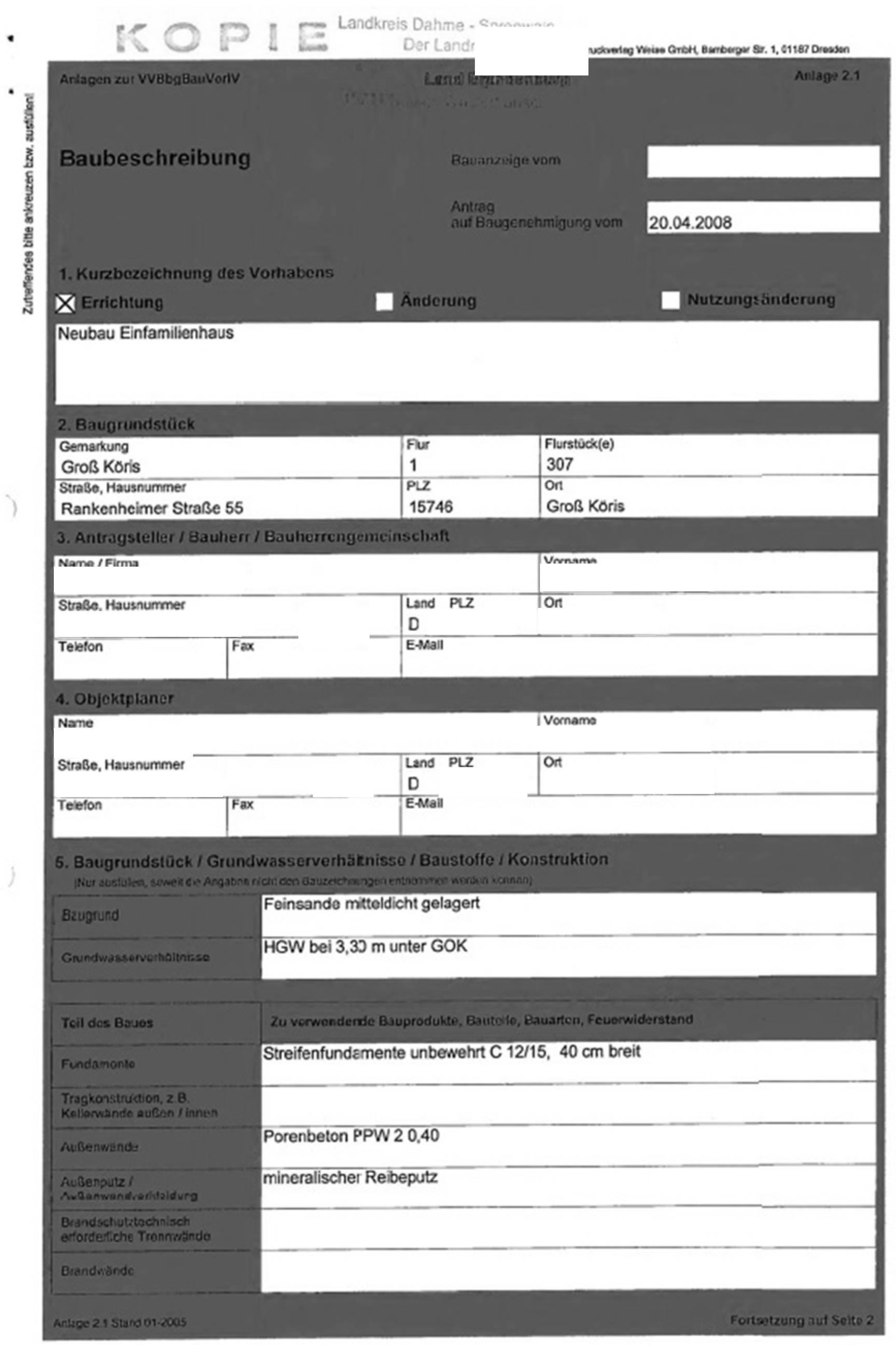 brandenburg 8 K 45/24 Rankenheimer Straße 55, 15746 Groß Köris 22