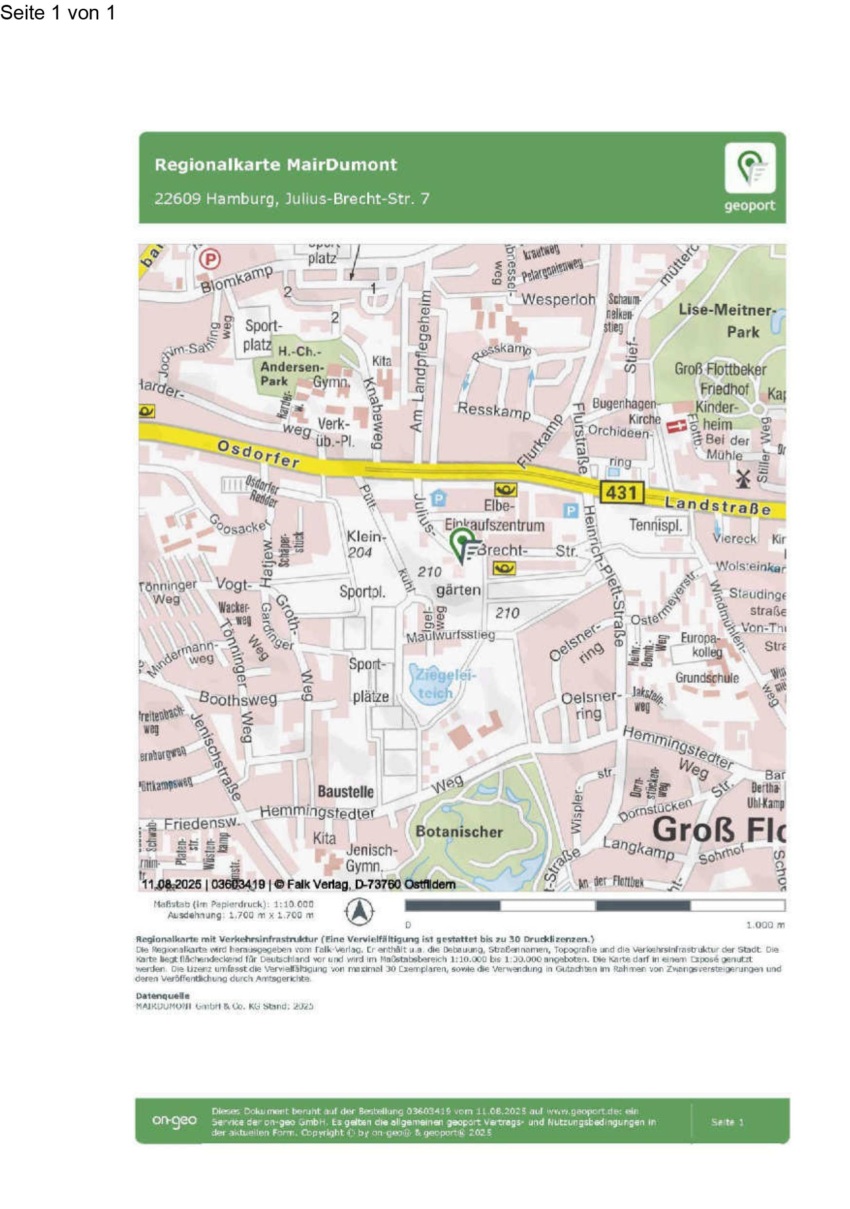 hamburg 541 K 4/25 Julius-Brecht-Straße 7, 22609 Hamburg 25