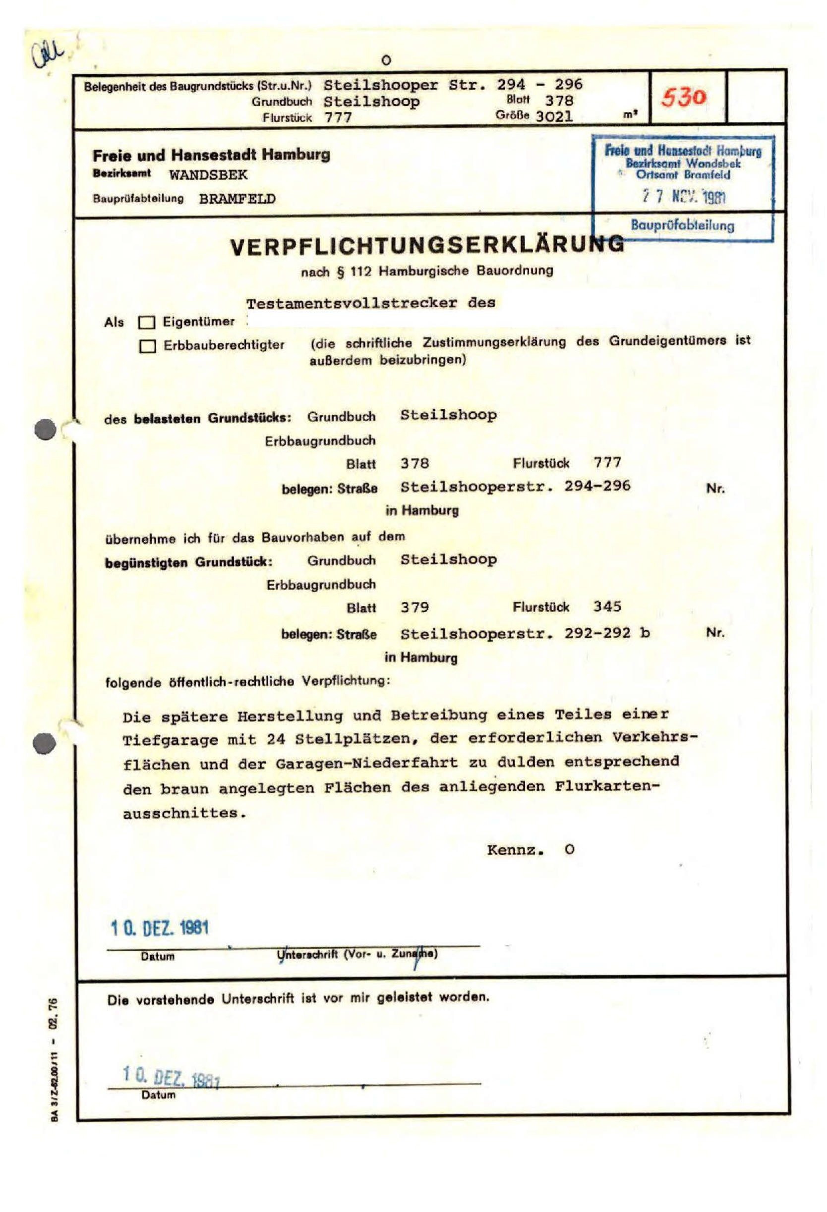 hamburg 802 K 31/24 Steilshooper Straße 294, 22309 Hamburg 24