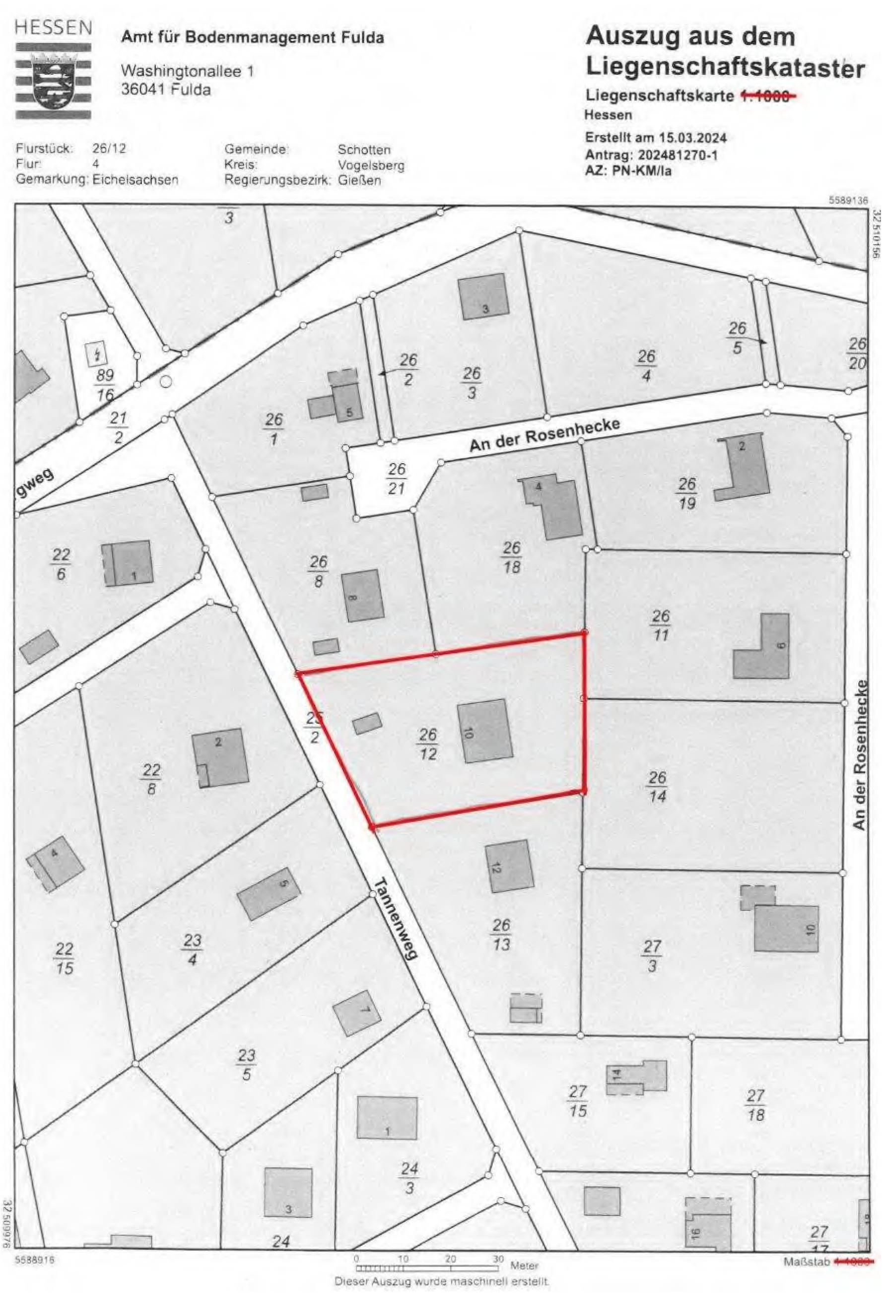 hessen 0007 K 0003/2024 Tannenweg 10, 63679 Schotten, Eichelsachsen 31