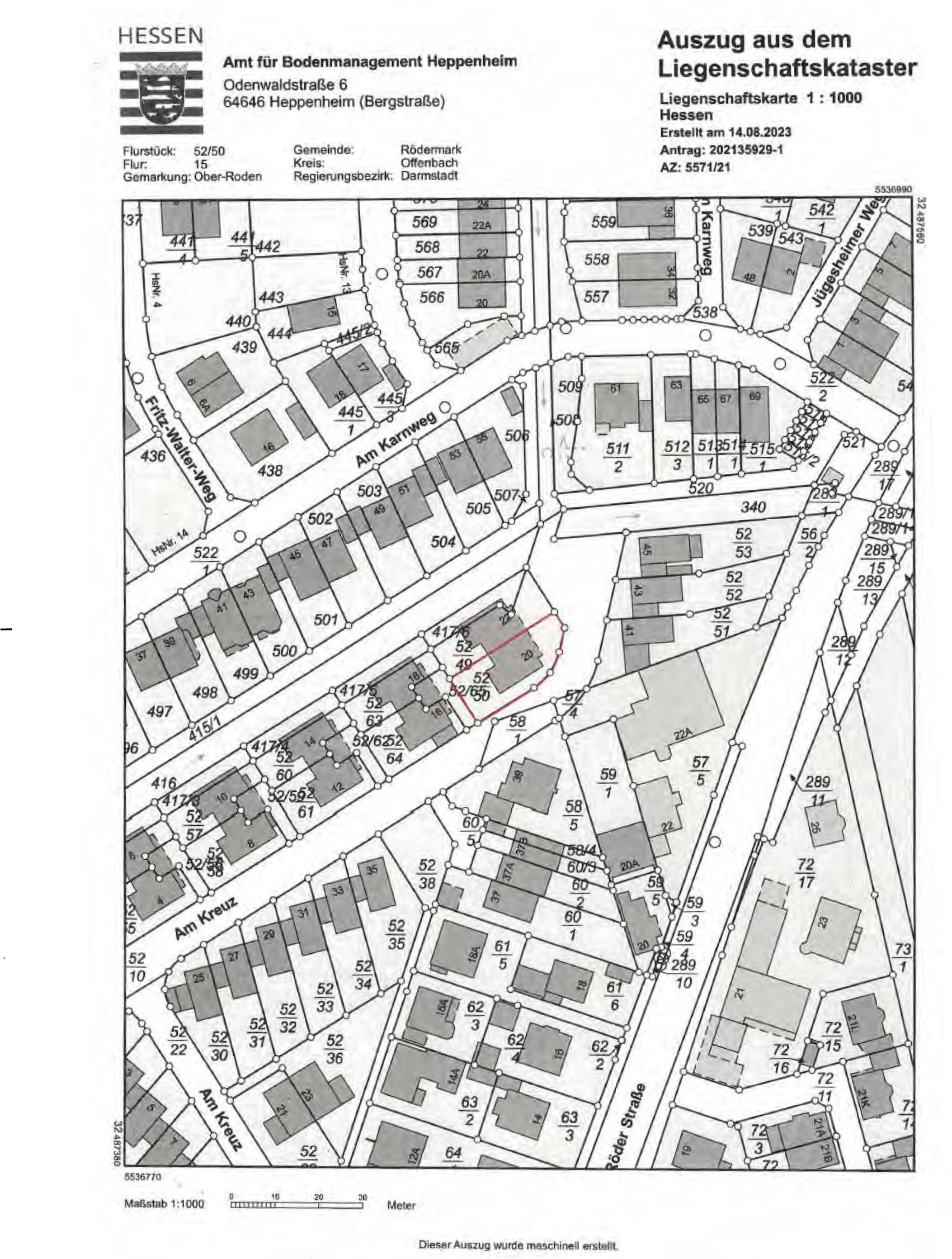 hessen 0007 K 0018/2023 Am Kreuz 20, 63322 Rödermark, Ober-Roden 22