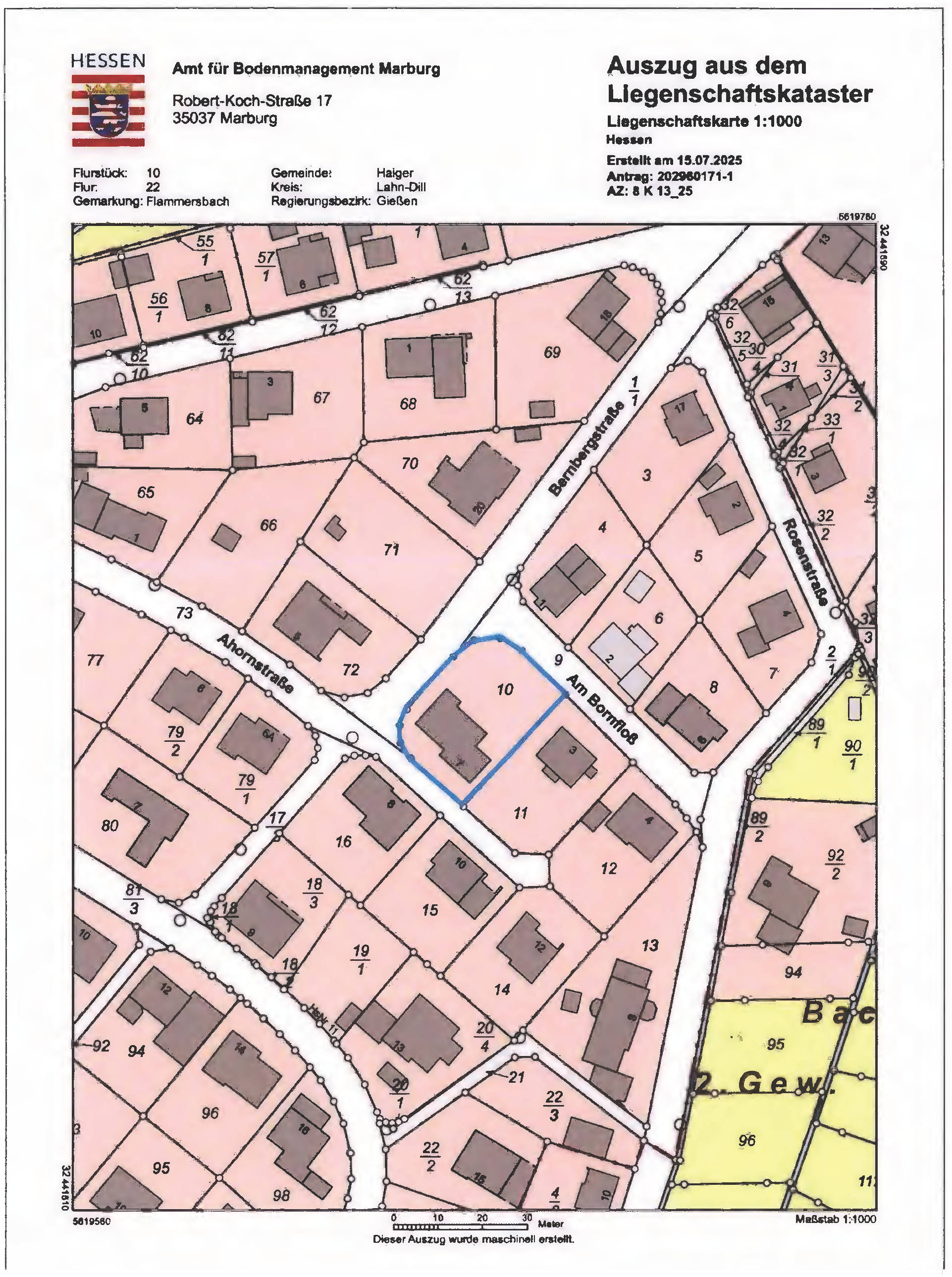 hessen 0008 K 0013/2025 Ahornstr. 7, 00000 Haiger, Flammersbach 15