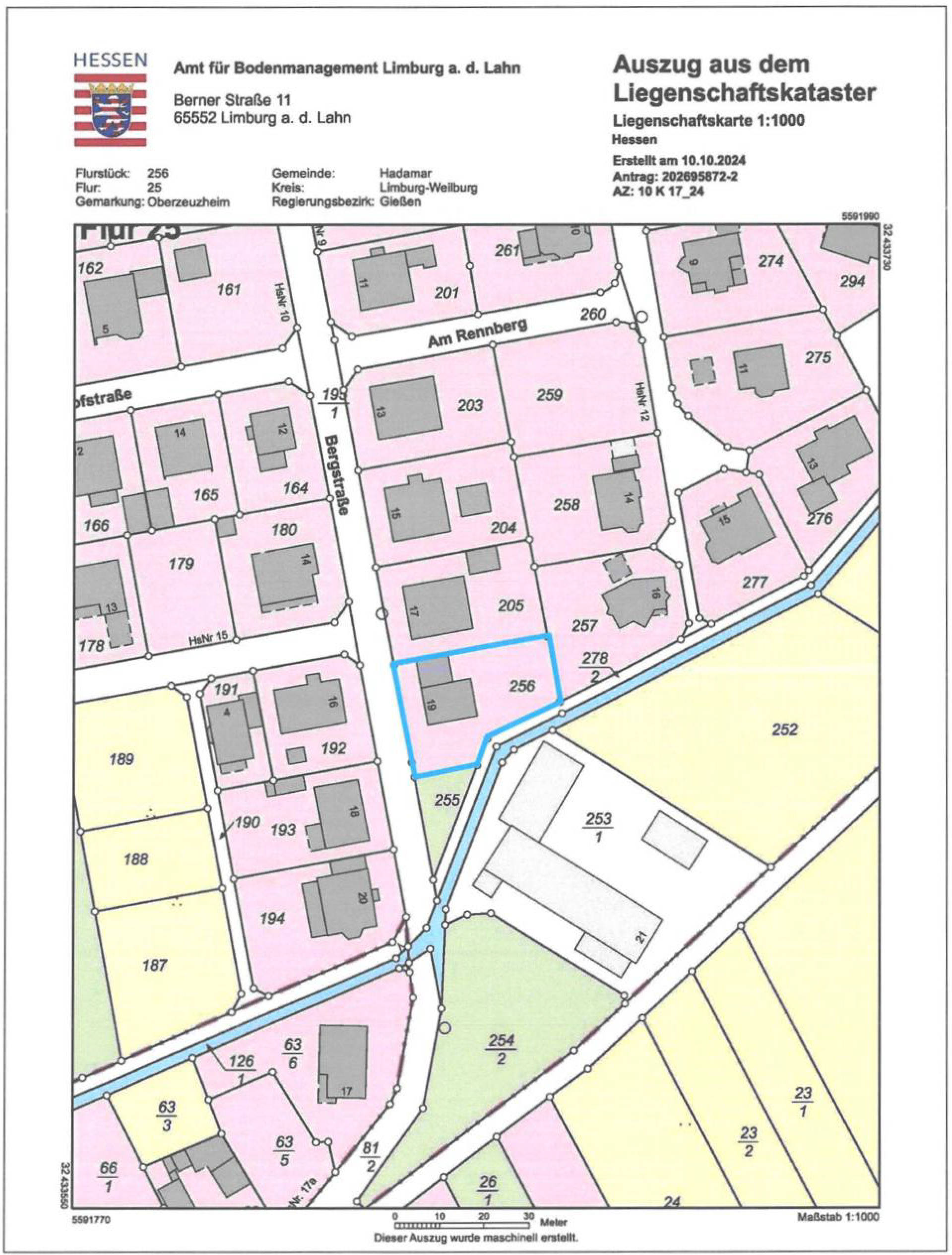 hessen 0010 K 0017/2024 Bergstraße  19, 65589 Hadamar, Oberzeuzheim 18