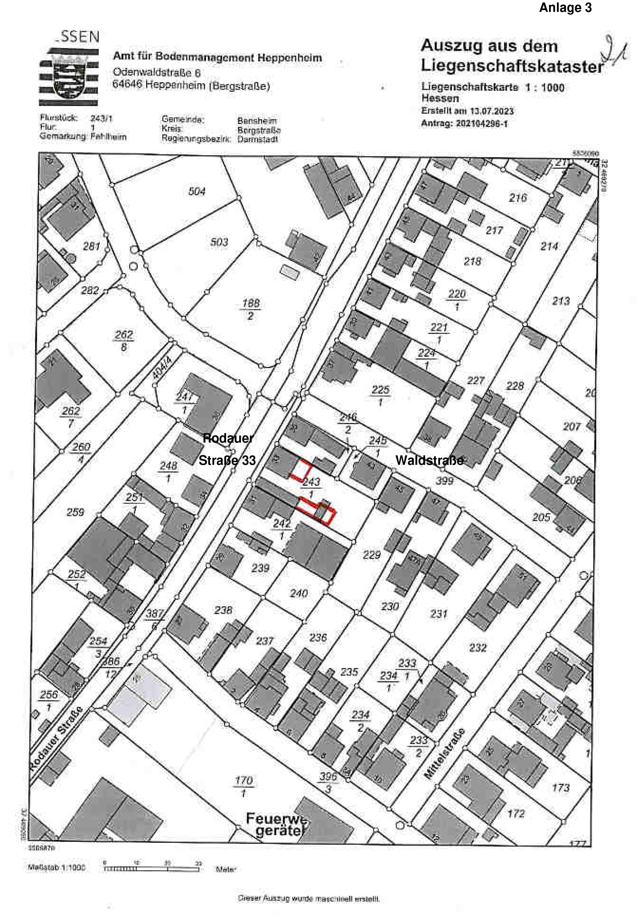 hessen 0043 K 0011/2023 Rodauer Straße 33, 64625 Bensheim, Fehlheim 26