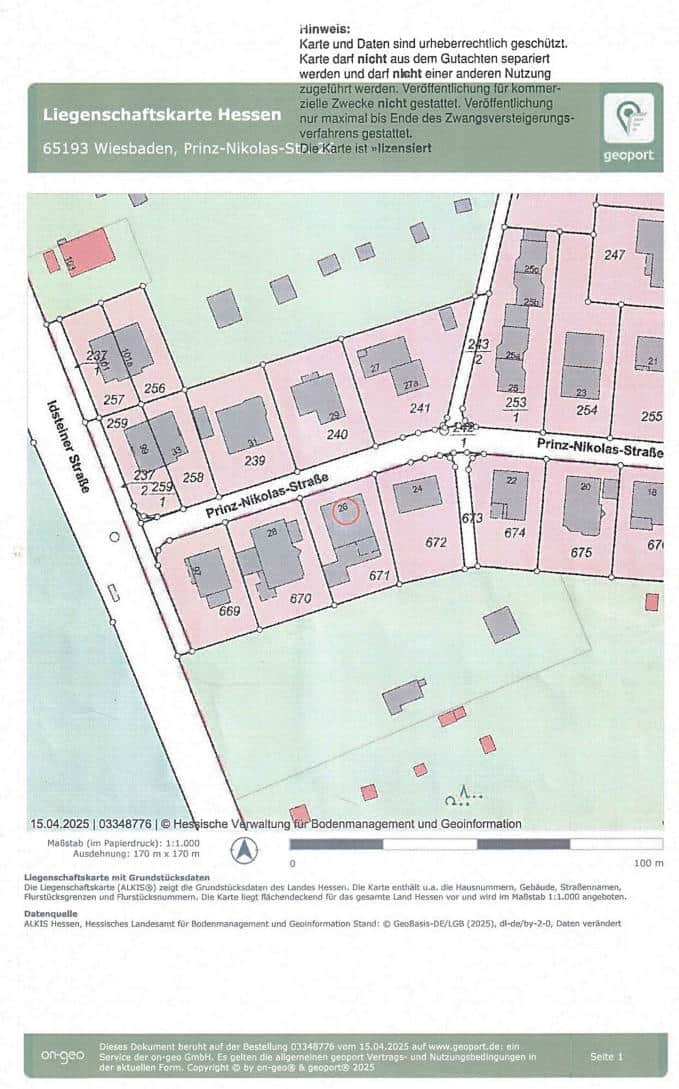 hessen 0061 K 0005/2025 Pinz-Nikolas-Straße 26, 65193 Wiesbaden, Sonnenberg 32