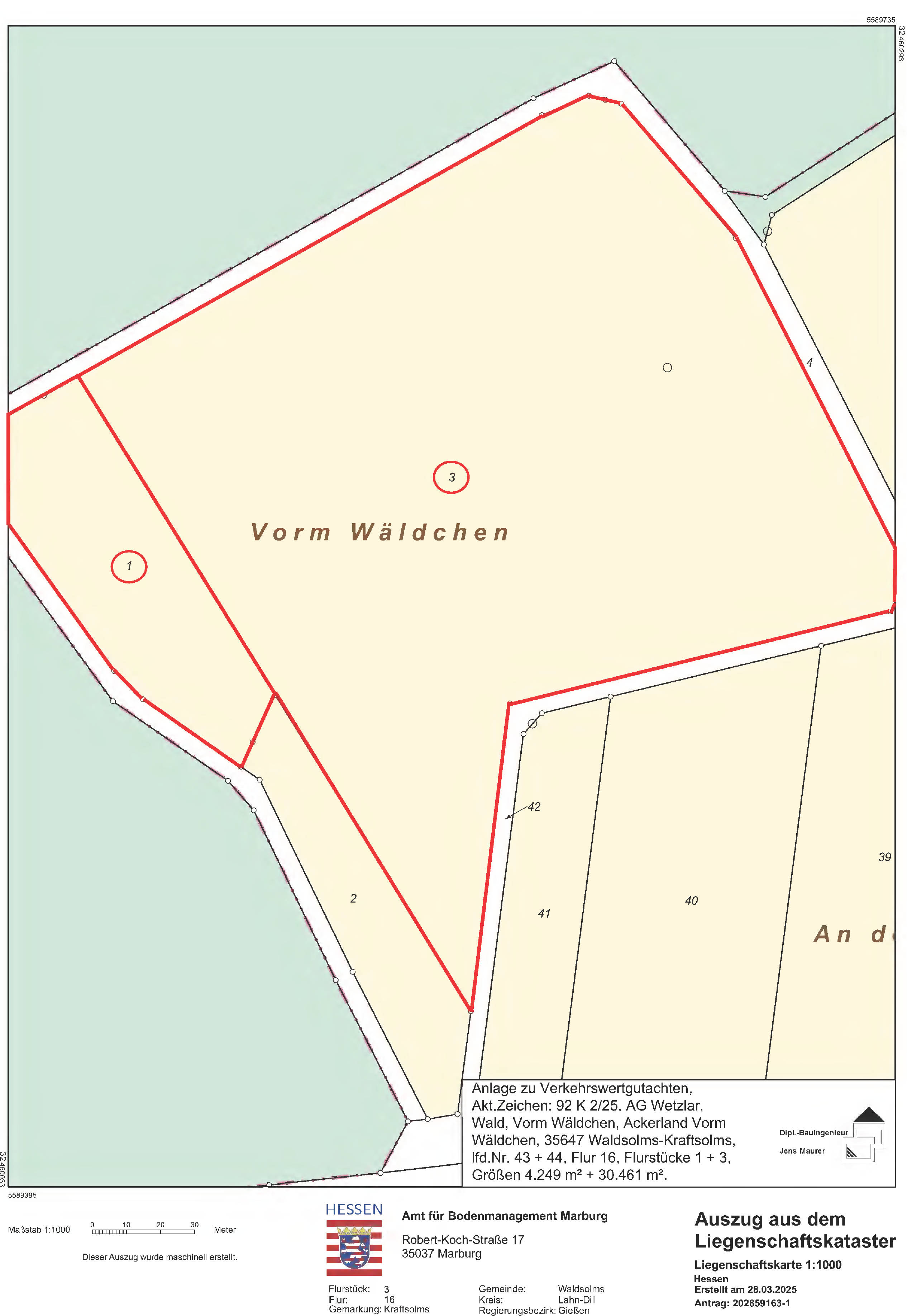 hessen 0092 K 0002/2025 Winger, Minetsfeldchen, Hainerwiesen, Vorm Wäldchen u.a., 35647 Waldsolms, Kraftsolms u. Kröffelbach 19