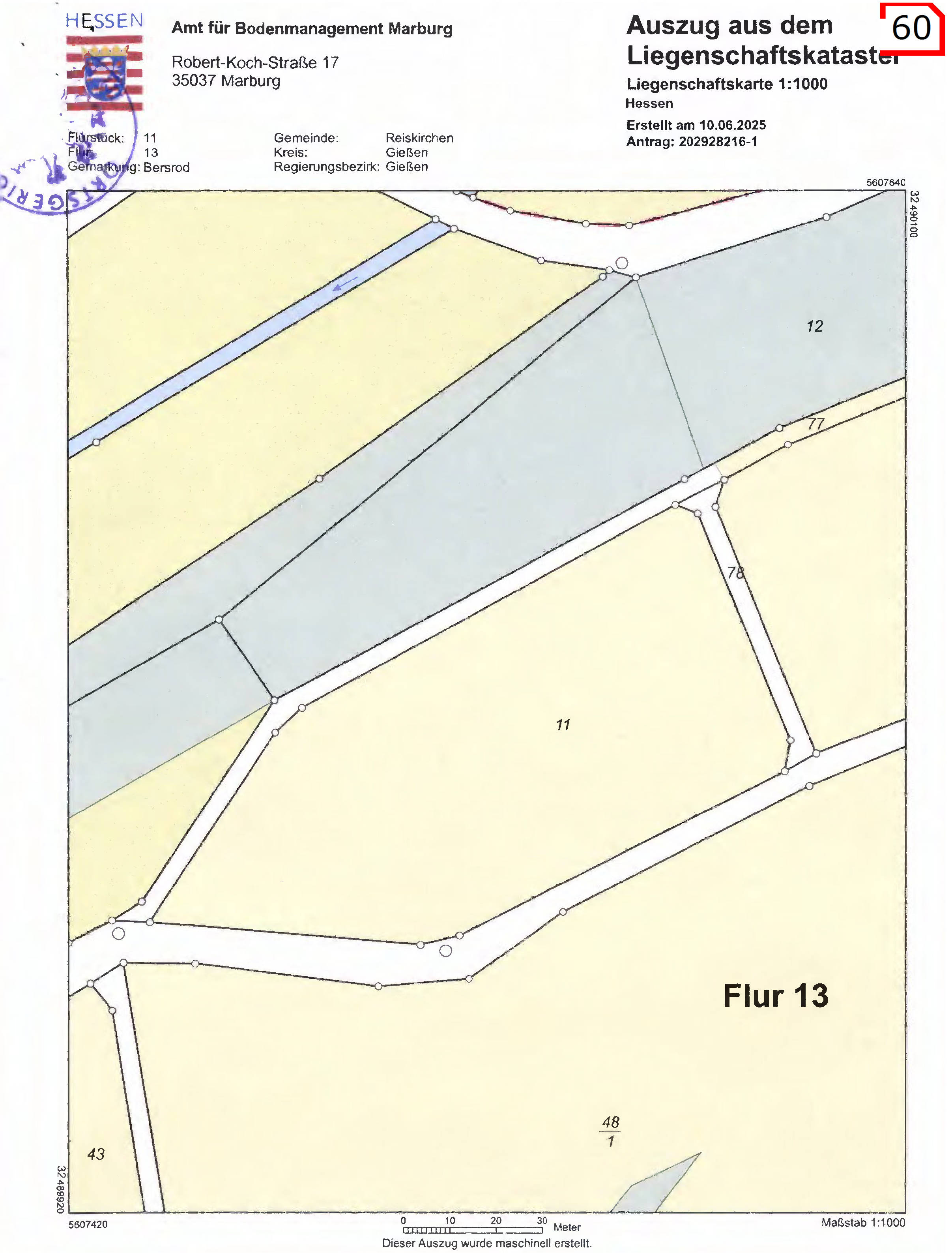 land- und forstwirtschaftlich genutztes Grundstück in Auf dem Hangeluh Hutung, 35447 Reiskirchen, Bersrod - Bild 2