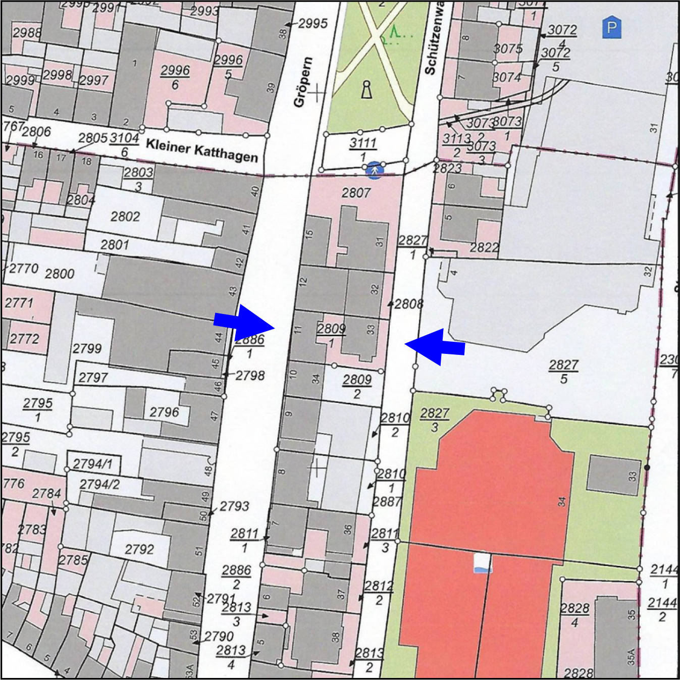 Doppelhaushälfte, Flachdachgebäude in Gröpern 11, Schützenwall 33, 38350 Helmstedt