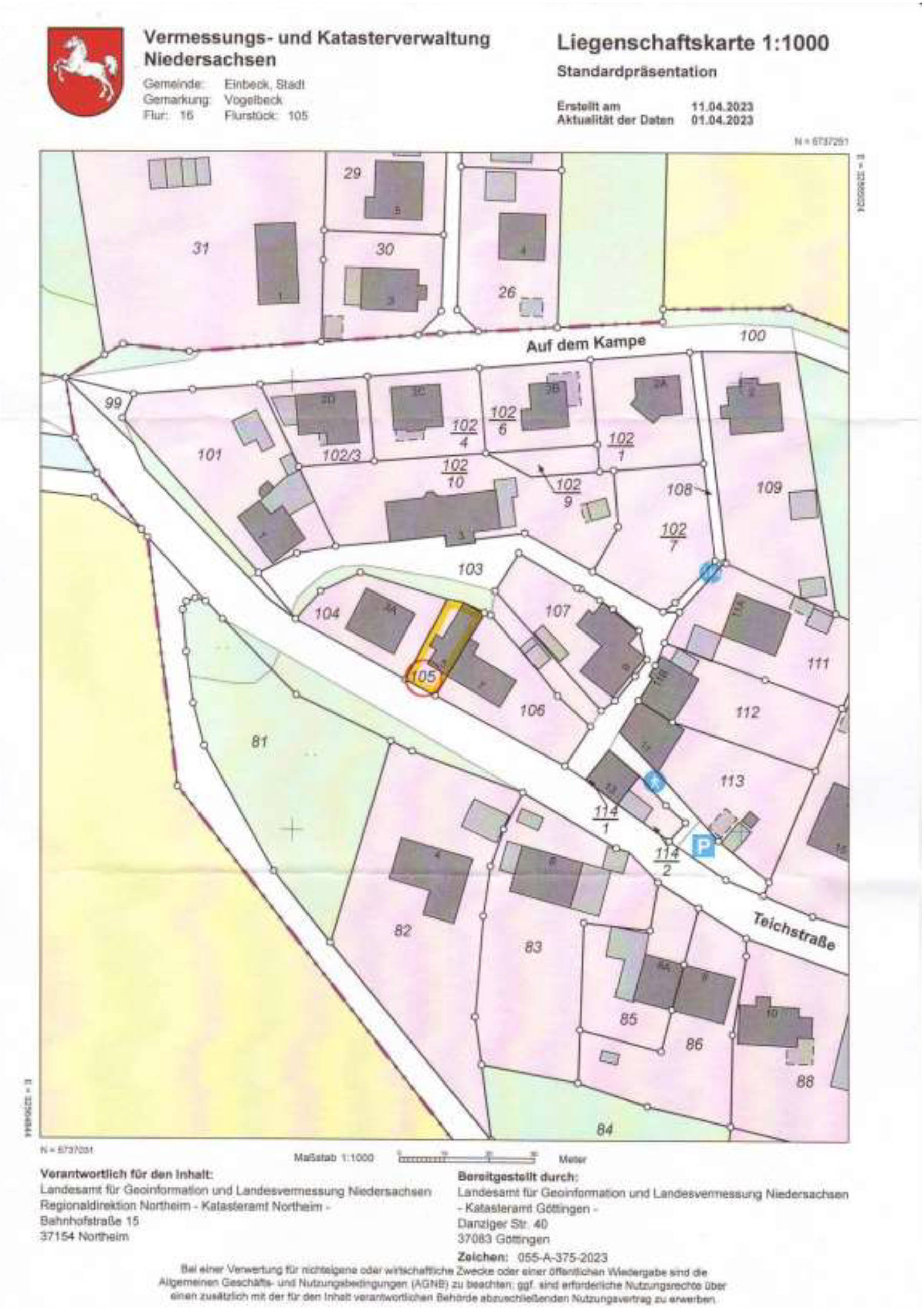 niedersachsen 0022 K 0002/2023 Teichstr. 5, 37574 Einbeck, Vogelbeck 18
