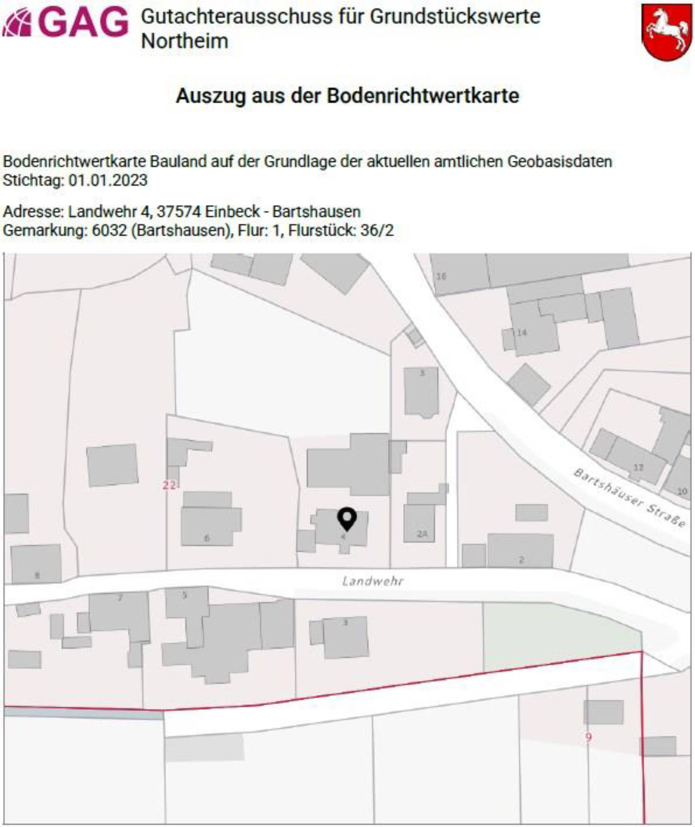 niedersachsen 0022 K 0015/2023 Landwehr 4, 37574 Einbeck, Bartshausen 16