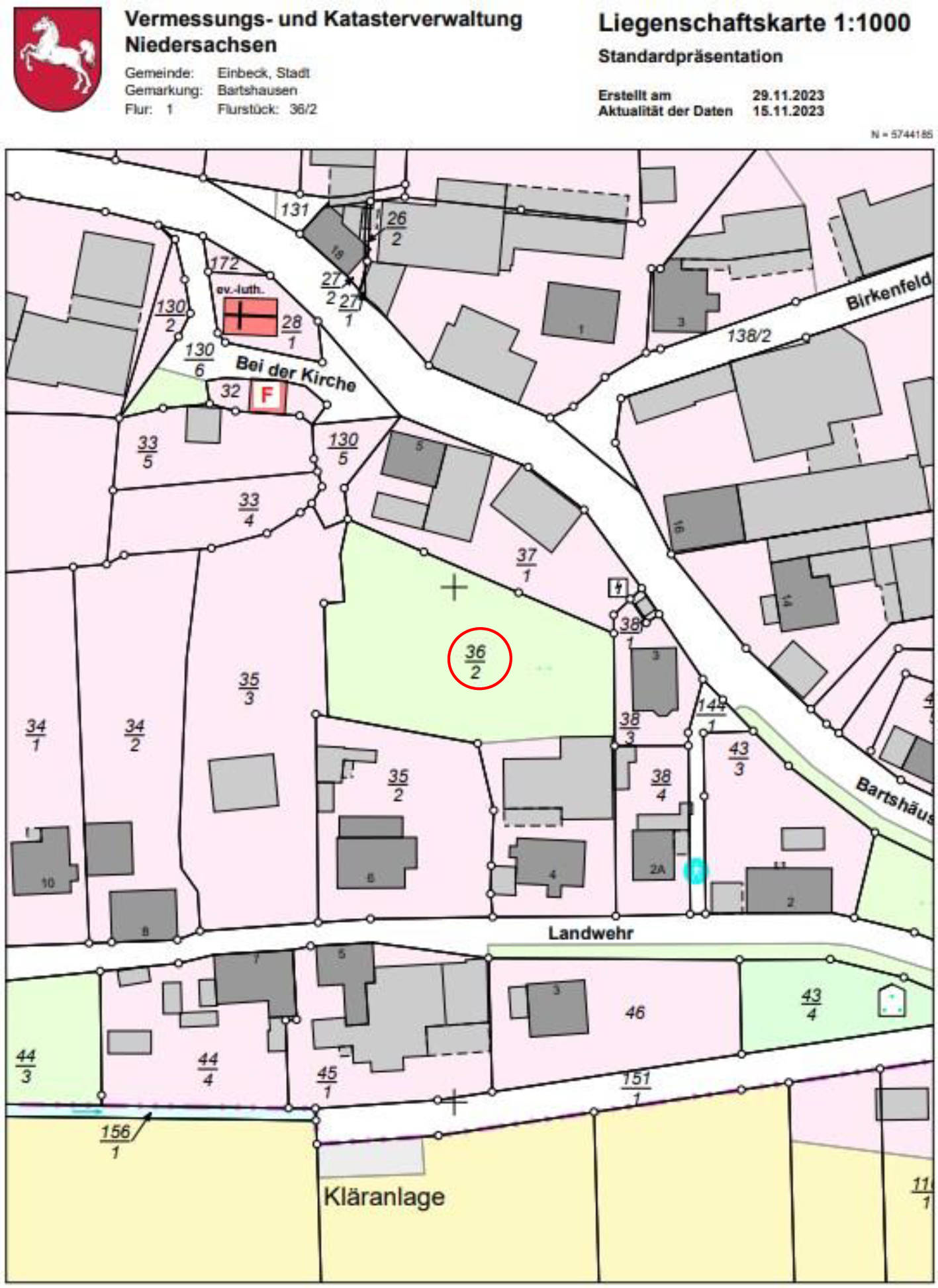 niedersachsen 0022 K 0015/2023 Landwehr 4, 37574 Einbeck, Bartshausen 17