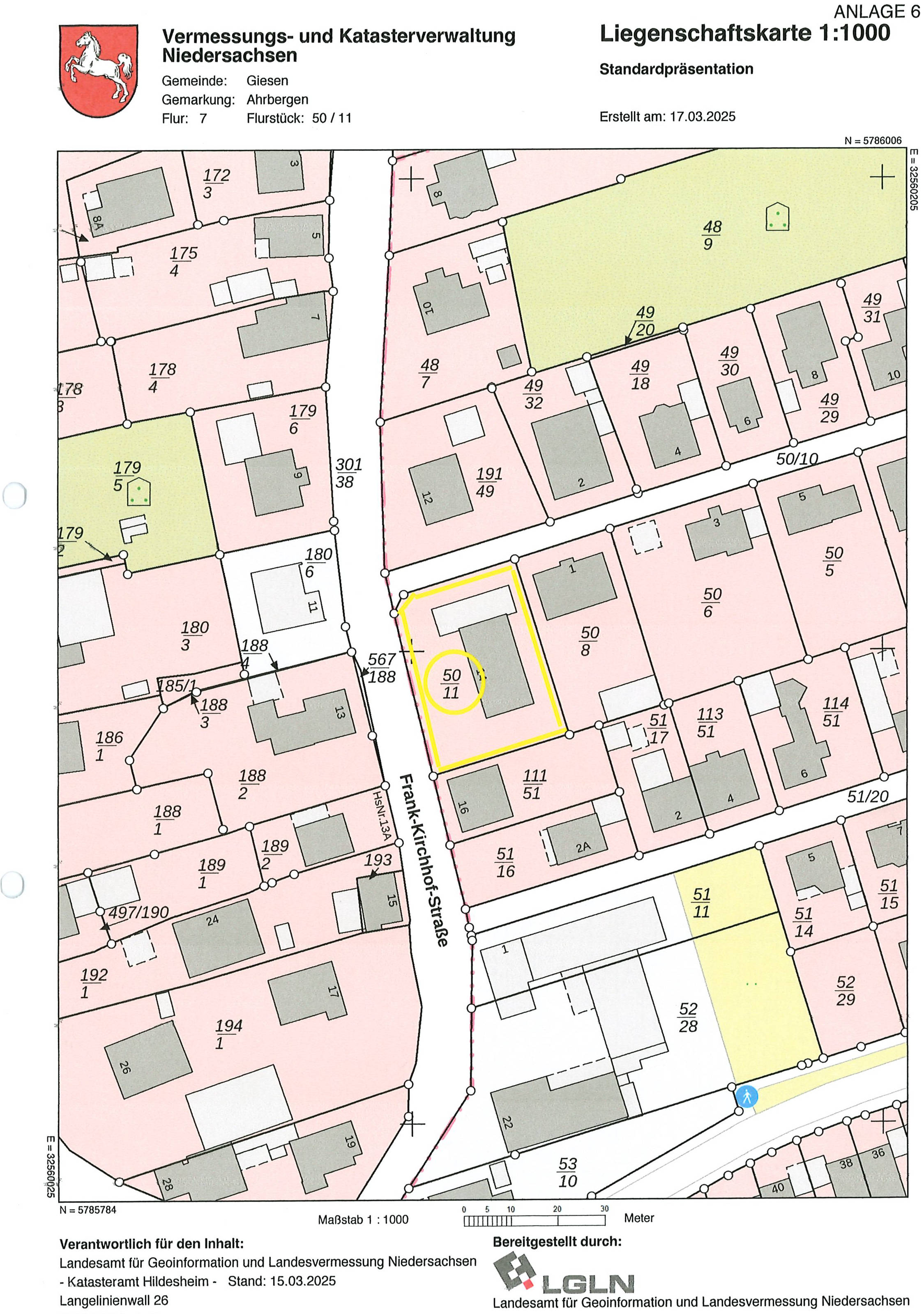 niedersachsen 0025 K 0011/2024 Frank-Kirchhof-Straße 14, 31180 Giesen, Ahrbergen 17