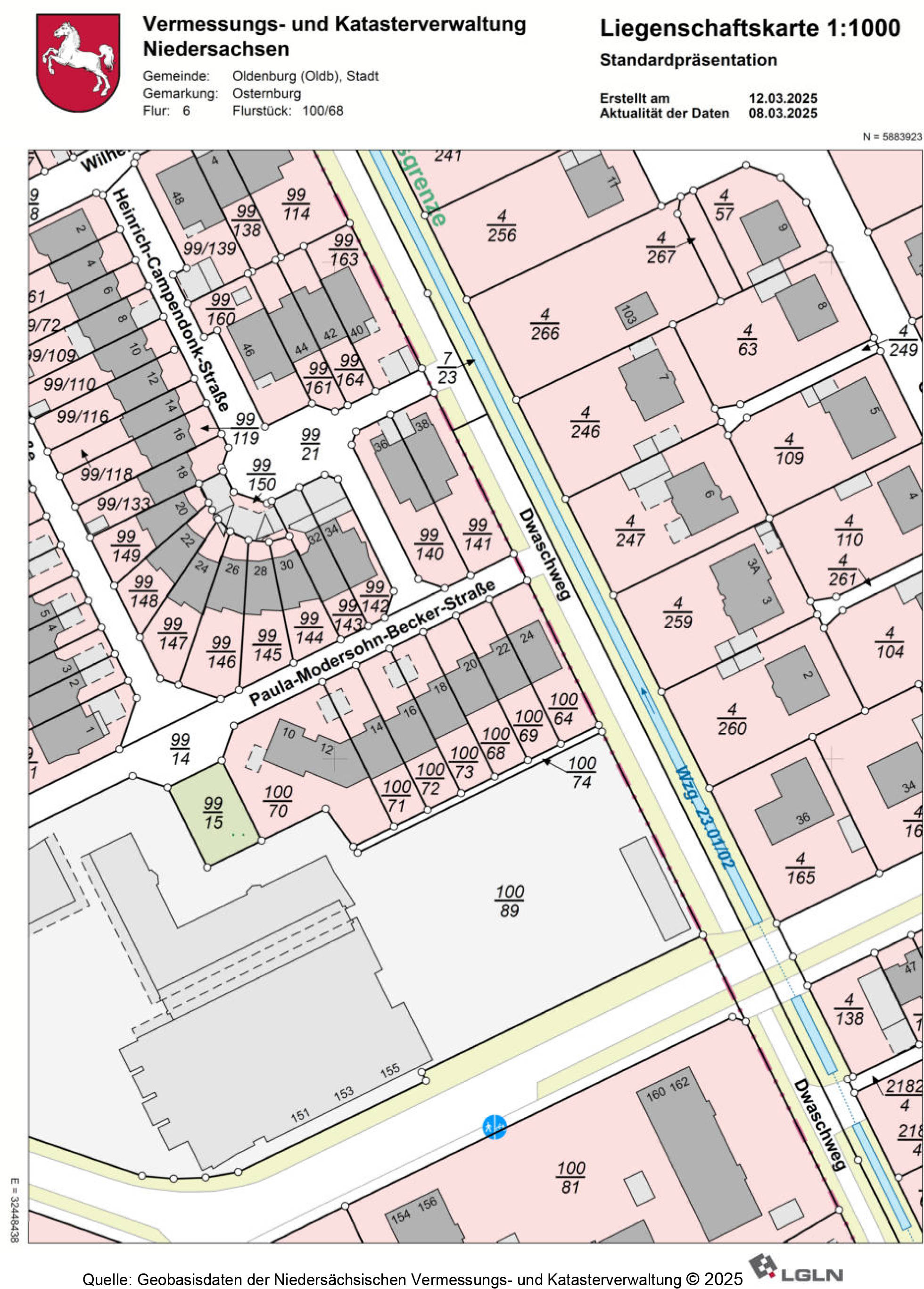 niedersachsen 0034 K 0034/2024 Paula-Modersohn-Becker-Straße 20, 26133 Oldenburg, Osternburg 16