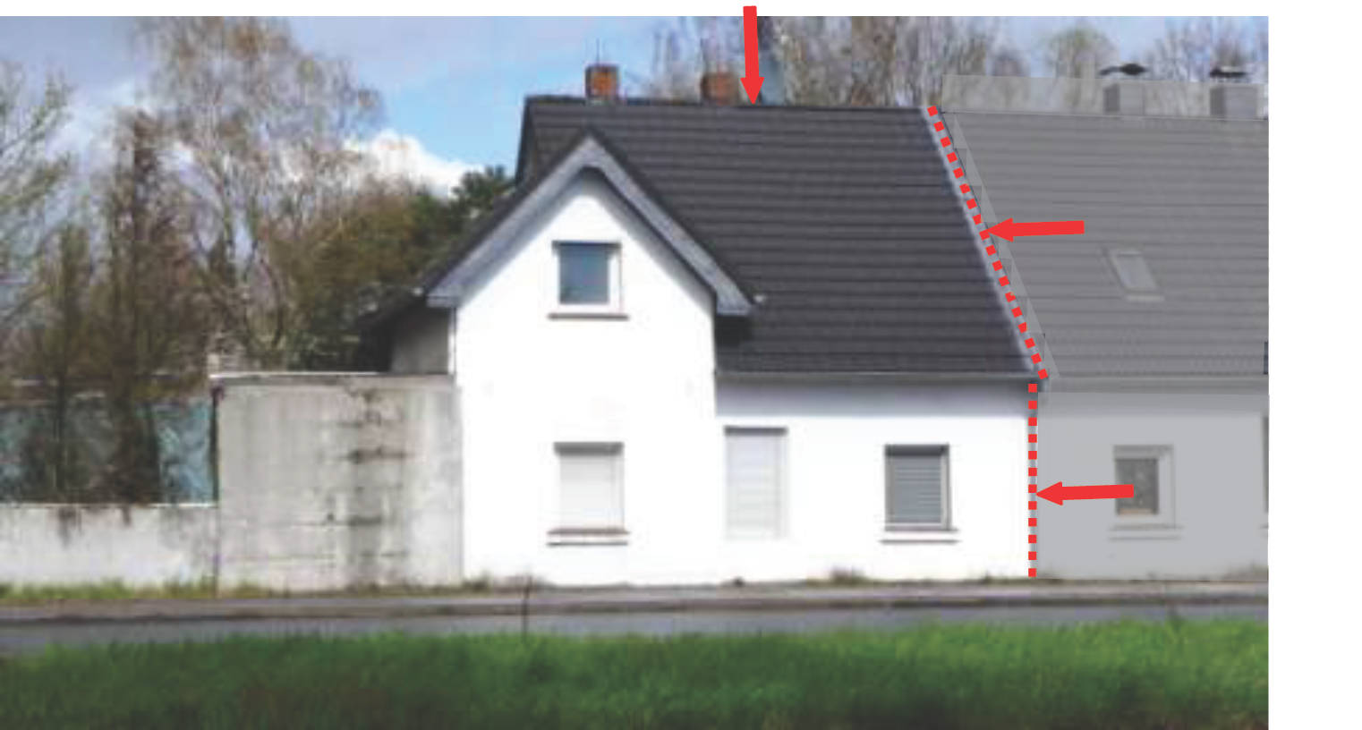 Doppelhaushälfte mit ungenehmigten Anbauten in Reeser Landstraße 140, 46483 Wesel