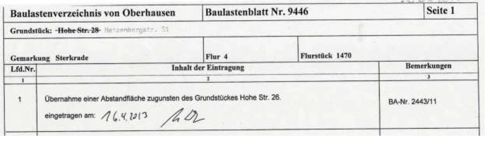 nordrheinwestpfalen 0017 K 0021/2024 Matzenbergstraße 51, 46145 Oberhausen 24