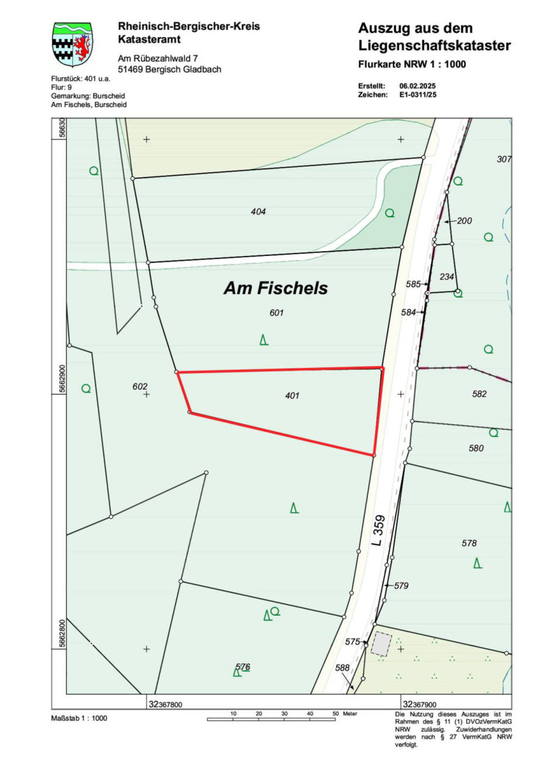 land- und forstwirtschaftlich genutztes Grundstück in Am Fischels, 51399 Burscheid, Paffenlöh - Bild 2