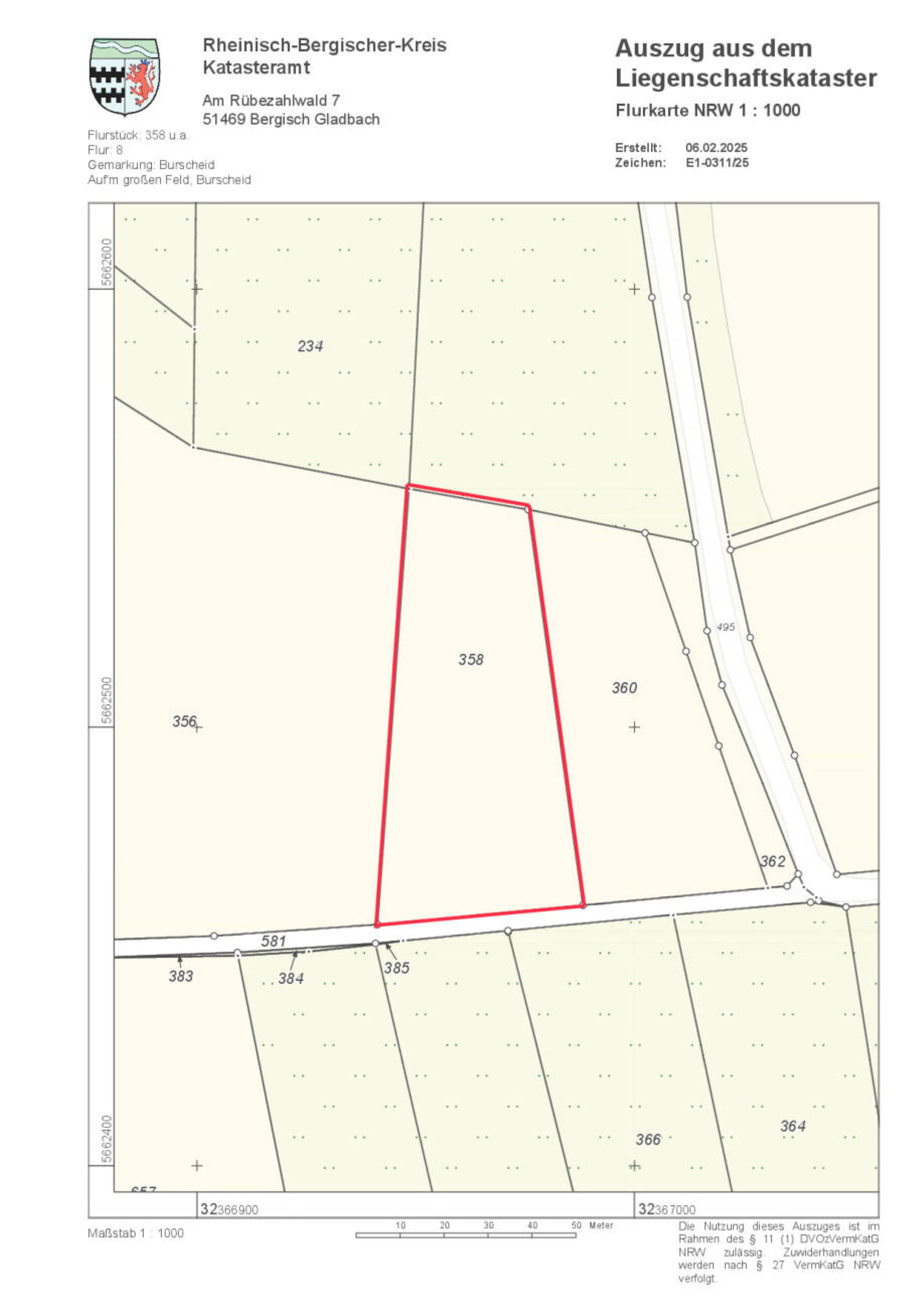 land- und forstwirtschaftlich genutztes Grundstück in Auf`m Großen Feld, 51399 Burscheid, Blasberg - Bild 2