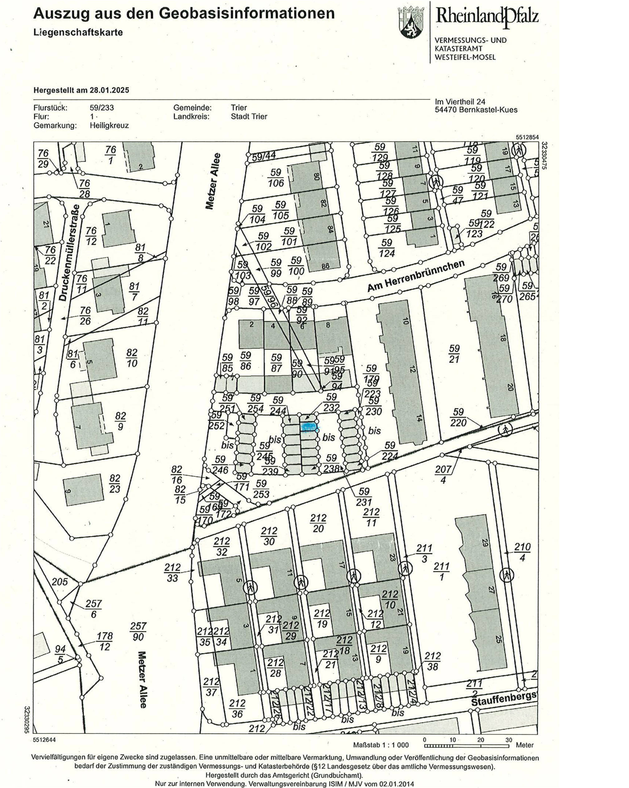 rheinland-pfalz 0023 K 0018/2025 Am Herrenbrünnchen, 54295 Trier 7