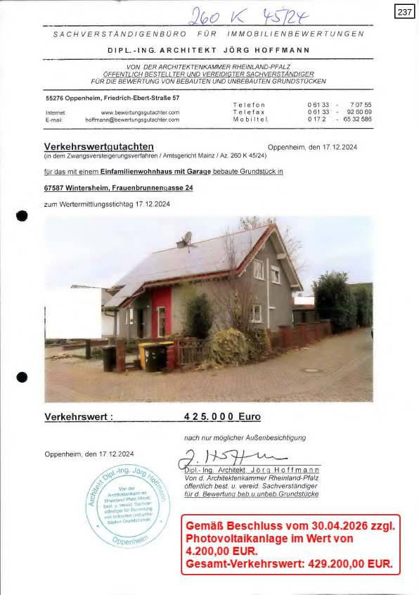 Einfamilienhaus, Einfamilienhaus in Weingartenstraße 2, Frauenbrunnengasse 24, 67587 Wintersheim