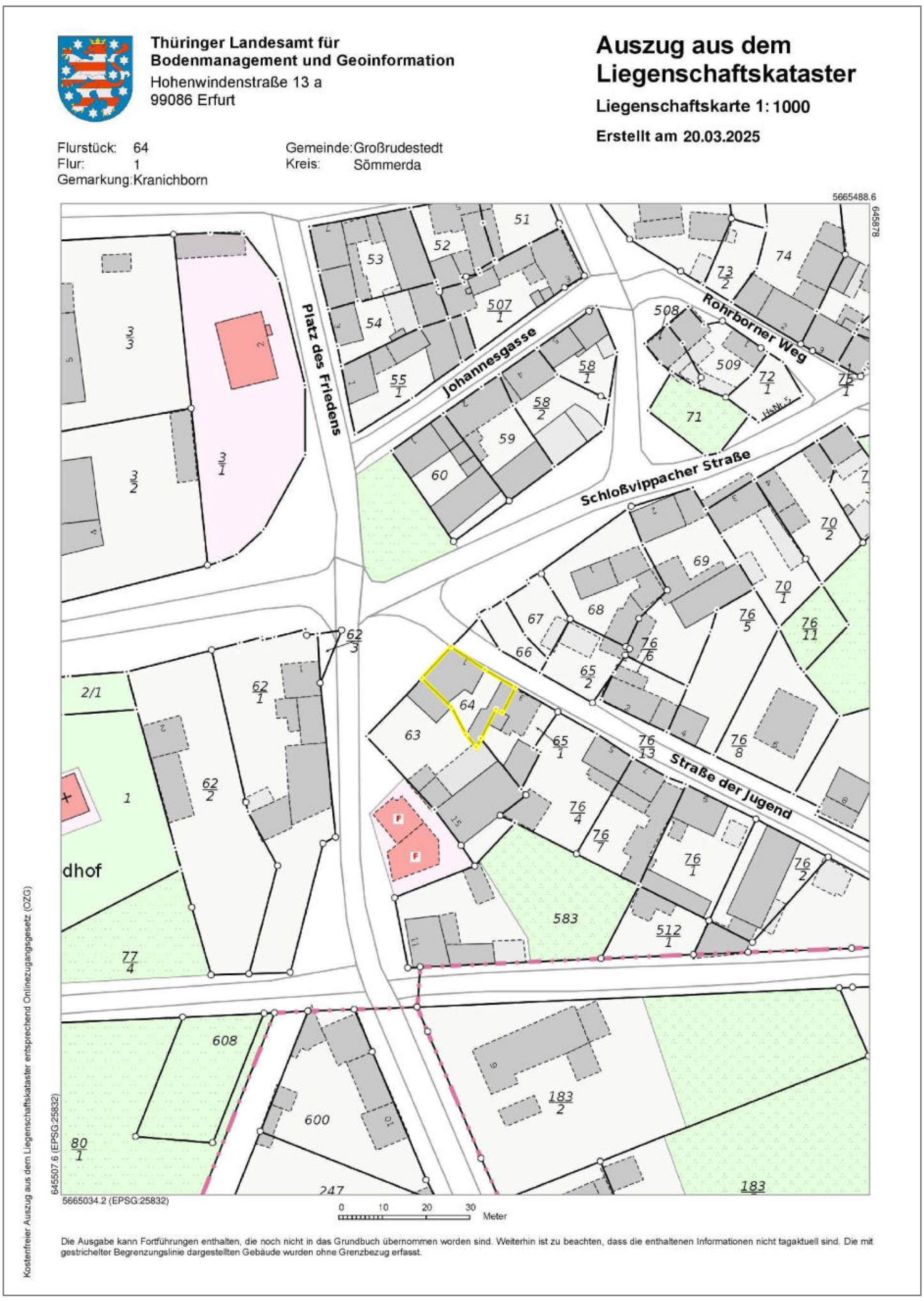 thueringen K 0002/2025 Straße der Jugend  1, 99195 Großrudestedt, Kranichborn 12