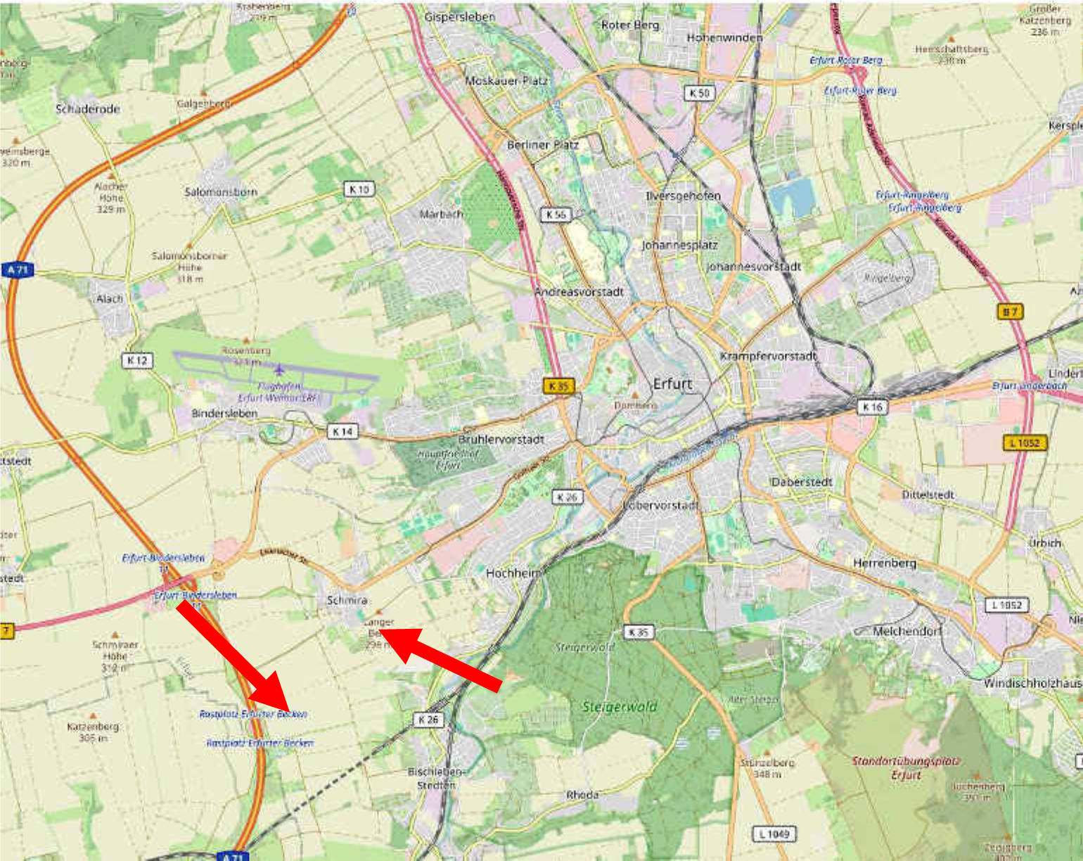 land- und forstwirtschaftlich genutztes Grundstück in Vor dem Gericht im Mittelfelde, 99094 Erfurt, Schmira