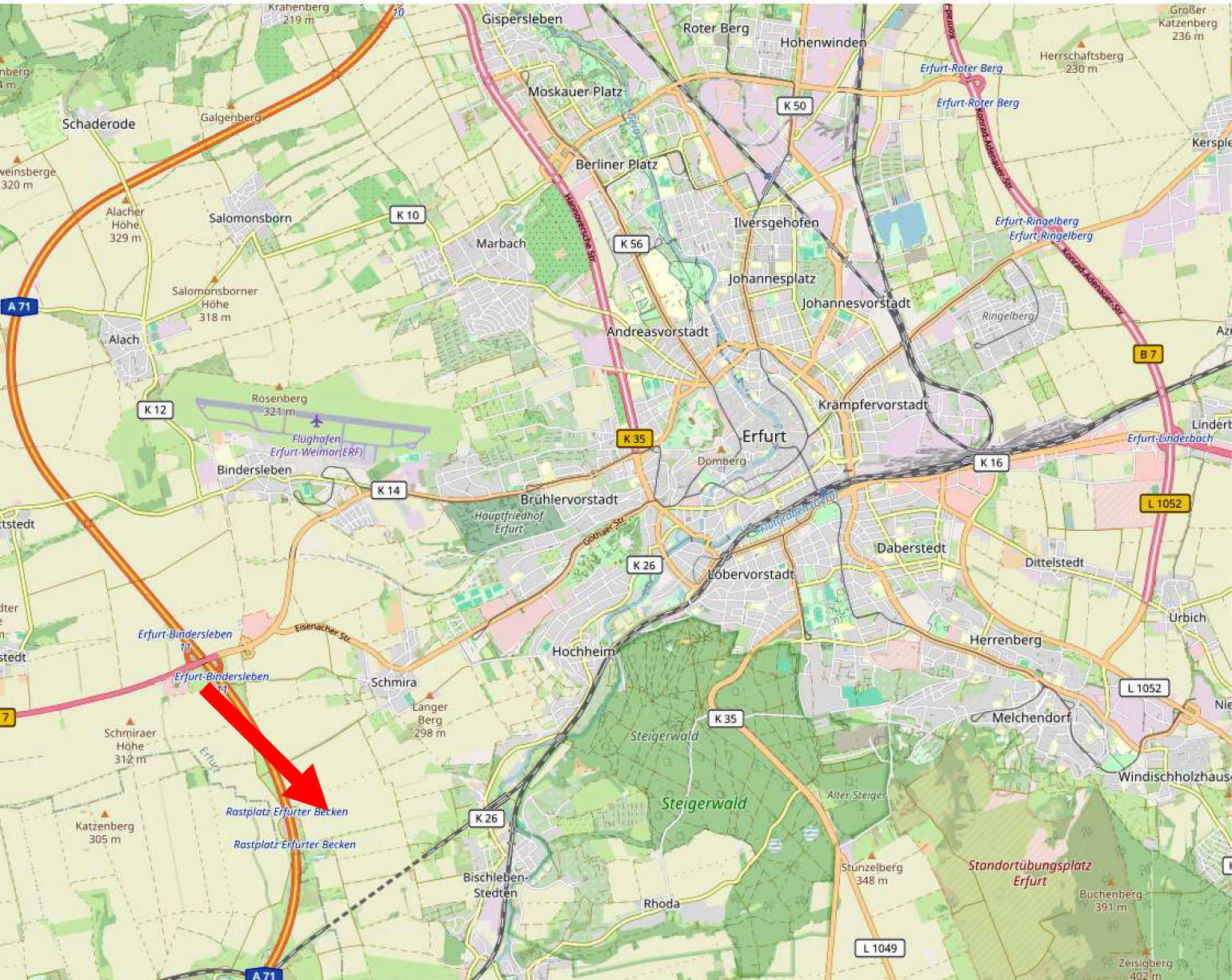 land- und forstwirtschaftlich genutztes Grundstück in Vor dem Gericht im Mittelfelde, 99094 Erfurt, Schmira