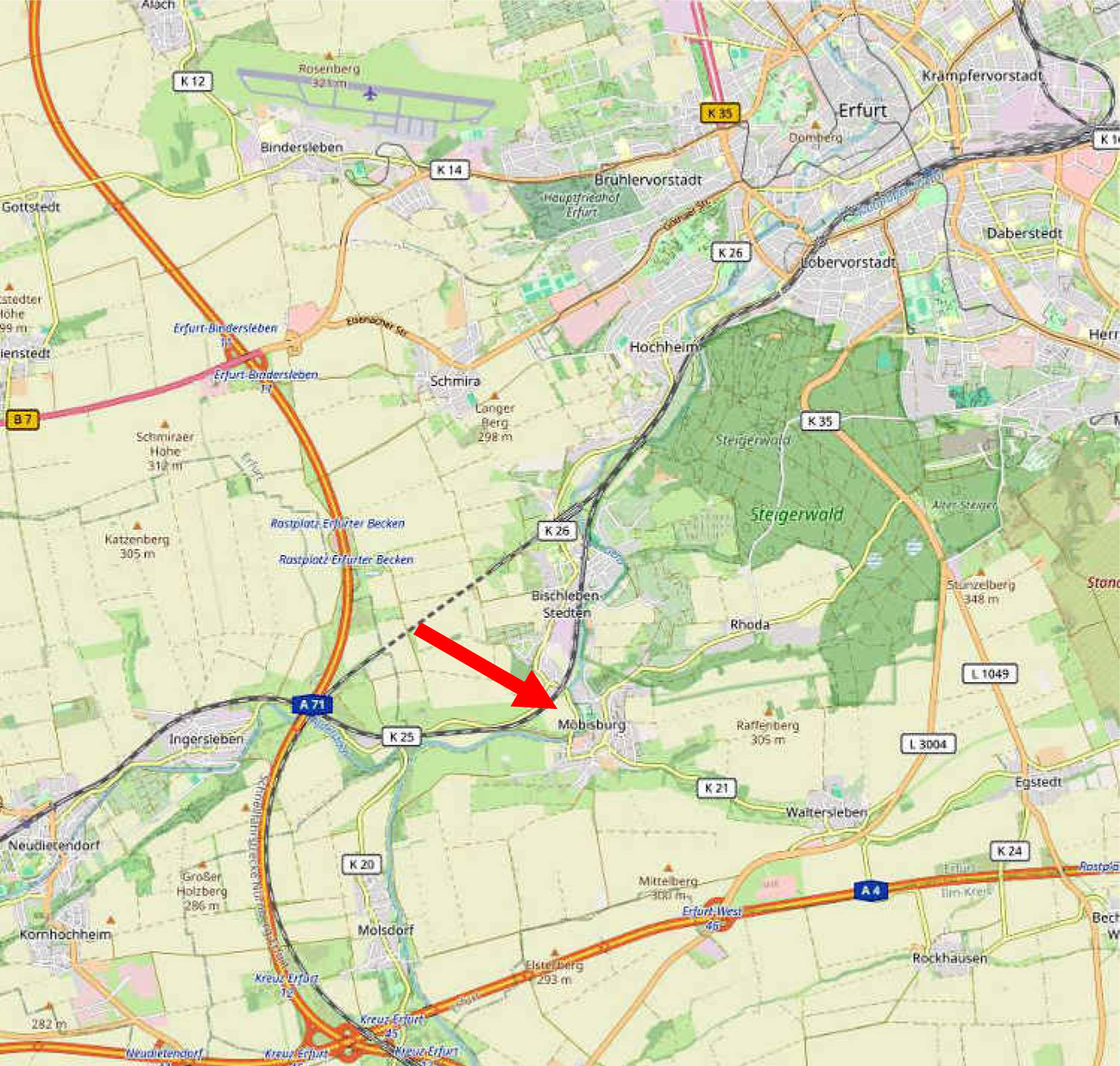 land- und forstwirtschaftlich genutztes Grundstück, Verkehrsfläche in Tiergarten, 99094 Erfurt, Bischleben - Bild 5