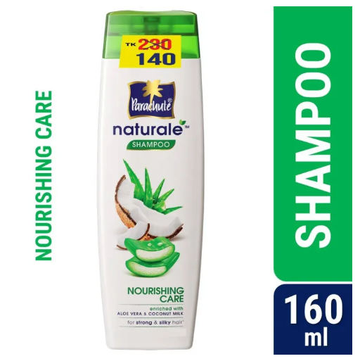 Parachute Naturale Nourishing Care Shampoo with Aloe Vera & Coconut Milk For Strong & Silky Hair Smoothens Hair Paraben Free, 100% Vegan All Hair Types 160 ml