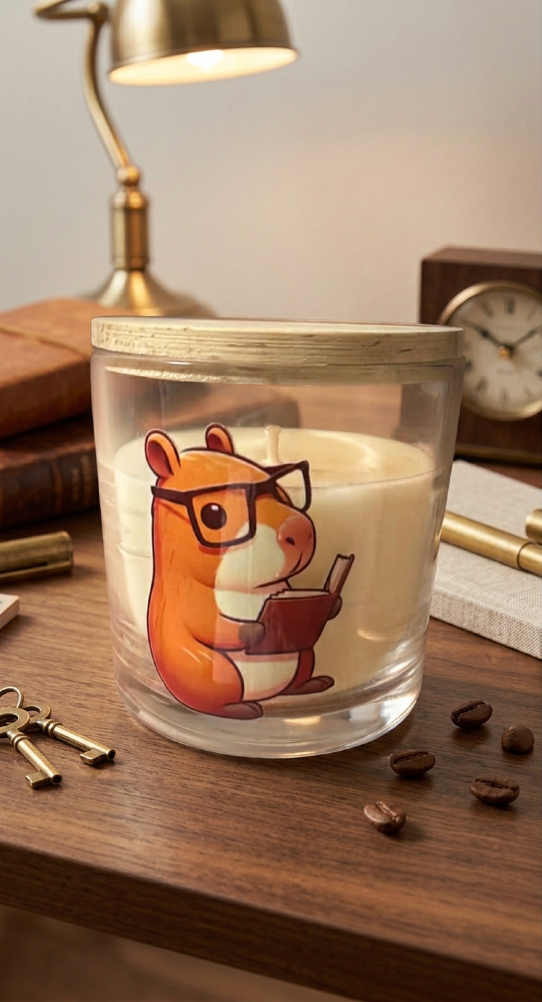 Vela Artesanal Capivara – Coleção Capivara Fofa com Tampa de Madeira