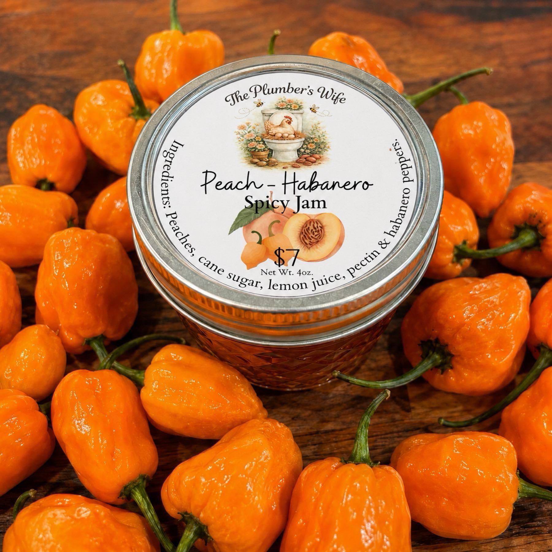 1/4 Peach Habanero Jam