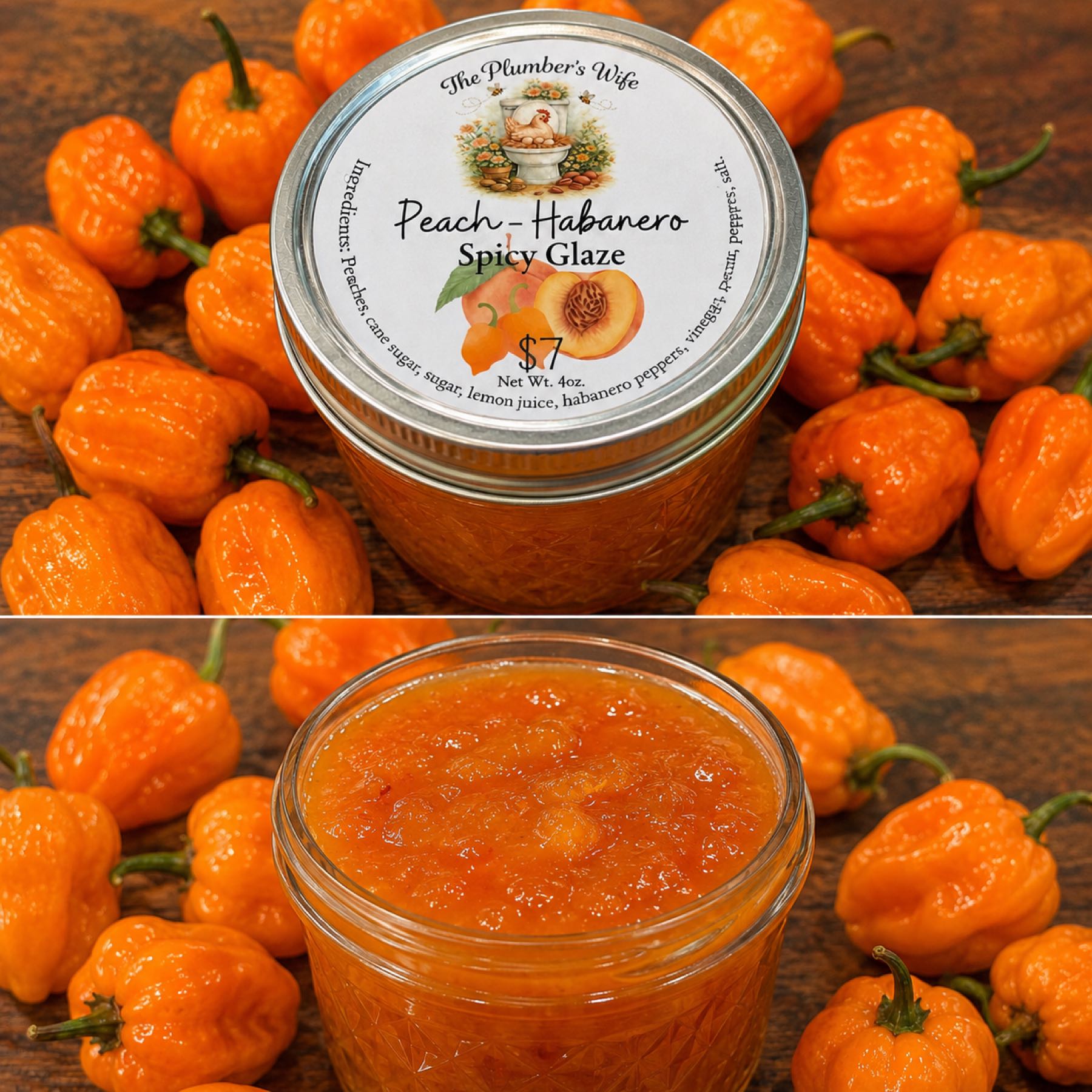 1/4 Pint Heat Lovers Peach Habanero Glaze