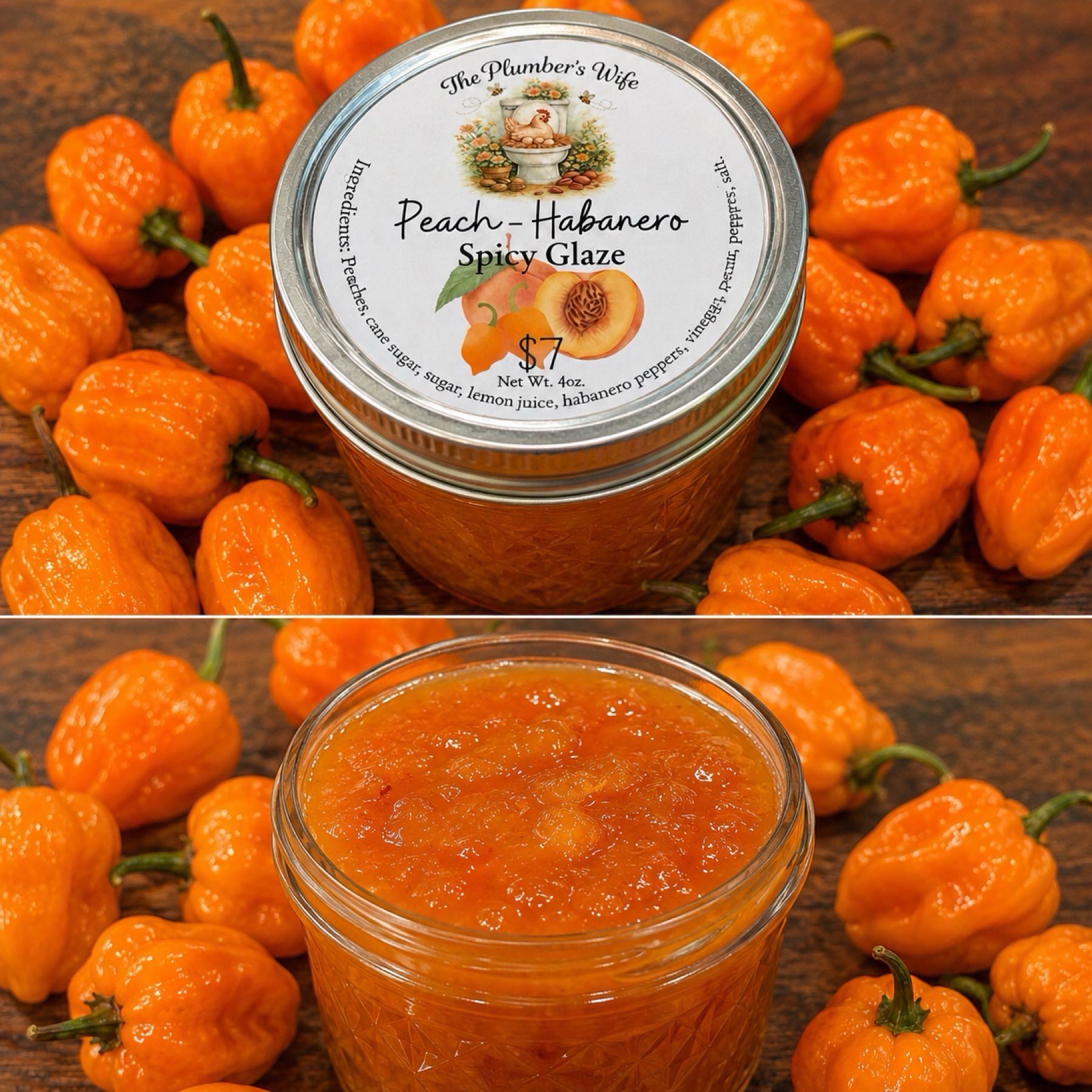 1/4 Pint Heat Lovers Peach Habanero Glaze