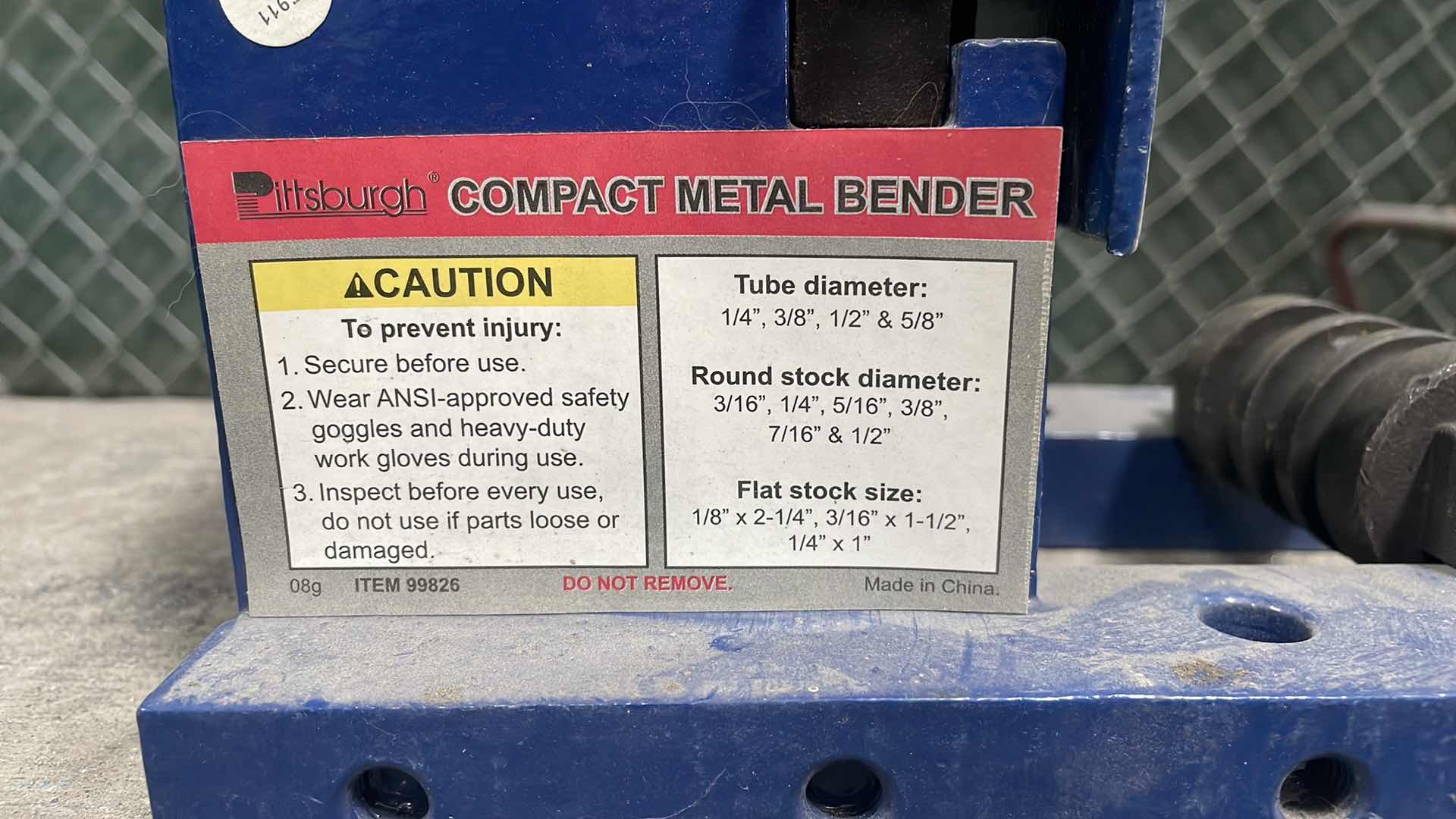 Photo 2 of PITTSBURGH COMPACT METAL BENDER 99826