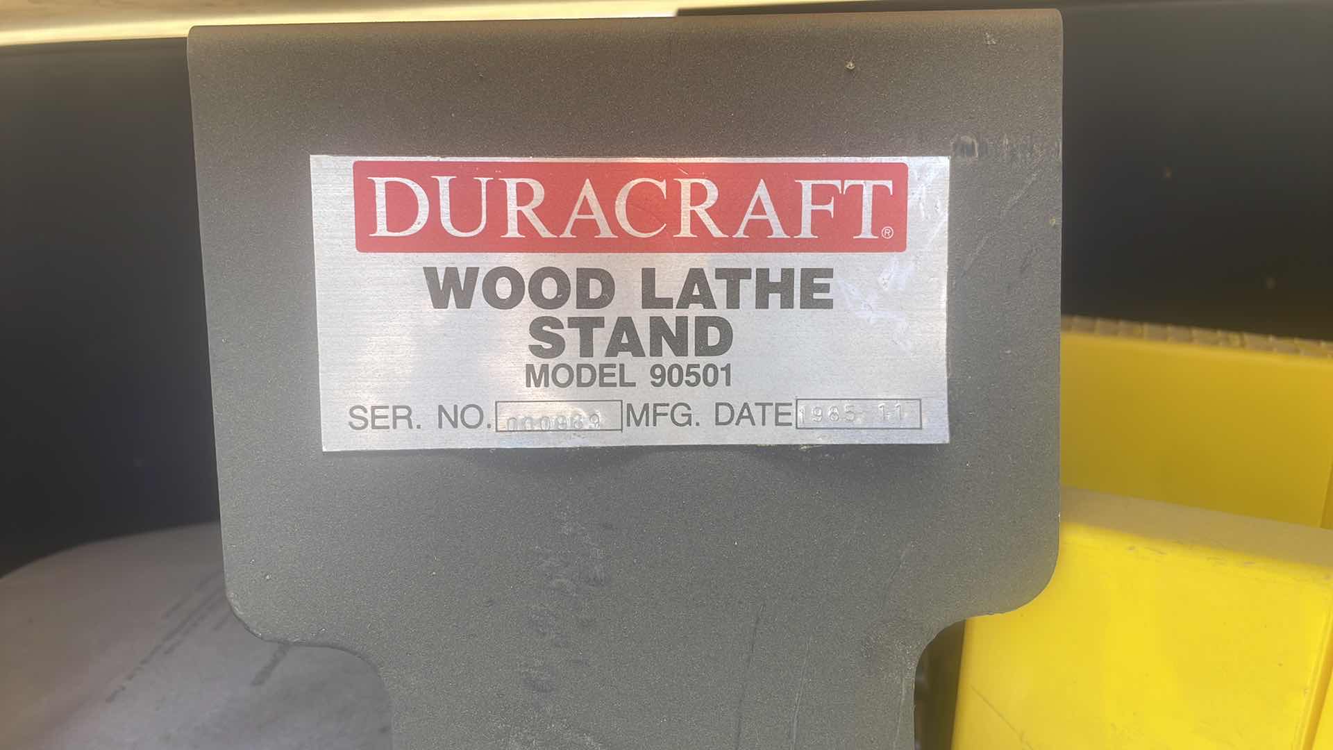 Photo 3 of DURACRAFT 12”SWING 37” CENTER TO CENTER WOOD LATHE MODEL 50537 ON DURACRAFT WOOD LATHE STAND MODEL 90501