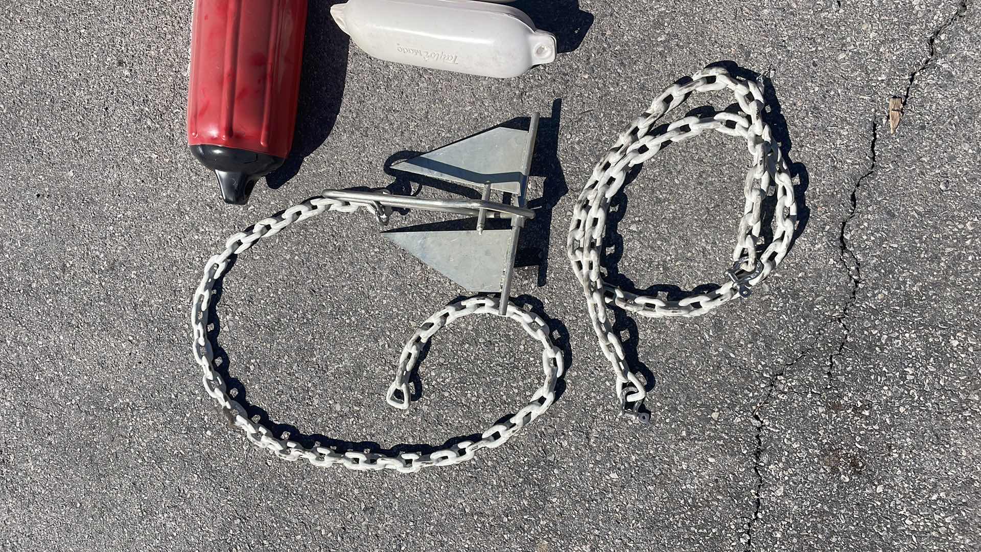 Photo 2 of BOATING EQUIPMENT BOUYS, ANCHOR WITH RUBBER COATED CHAIN AND 2 ROPES