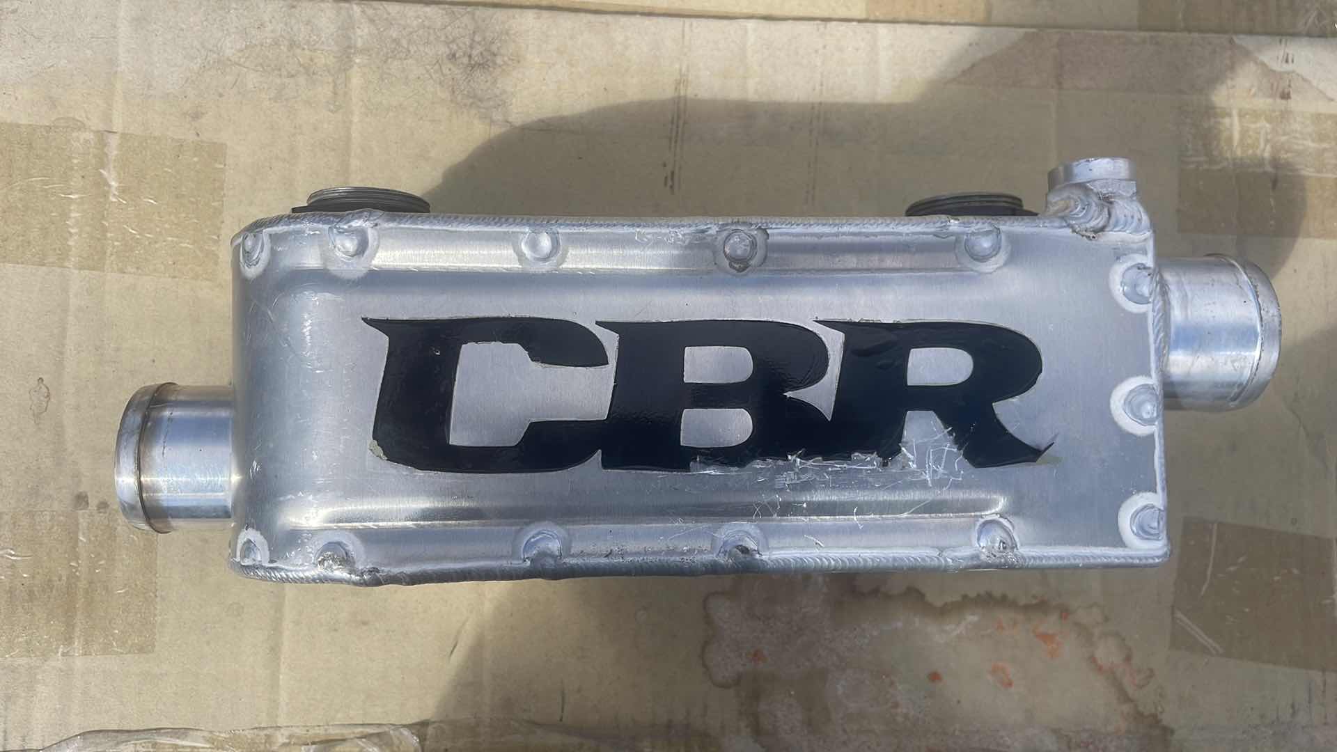 Photo 1 of CBR 9 PLATE STAINLESS OIL COOLER HEAT EXCHANGER 1-1/2" RADIATOR IN/OUT AN -12 ORB OIL COOLER IN/OUT