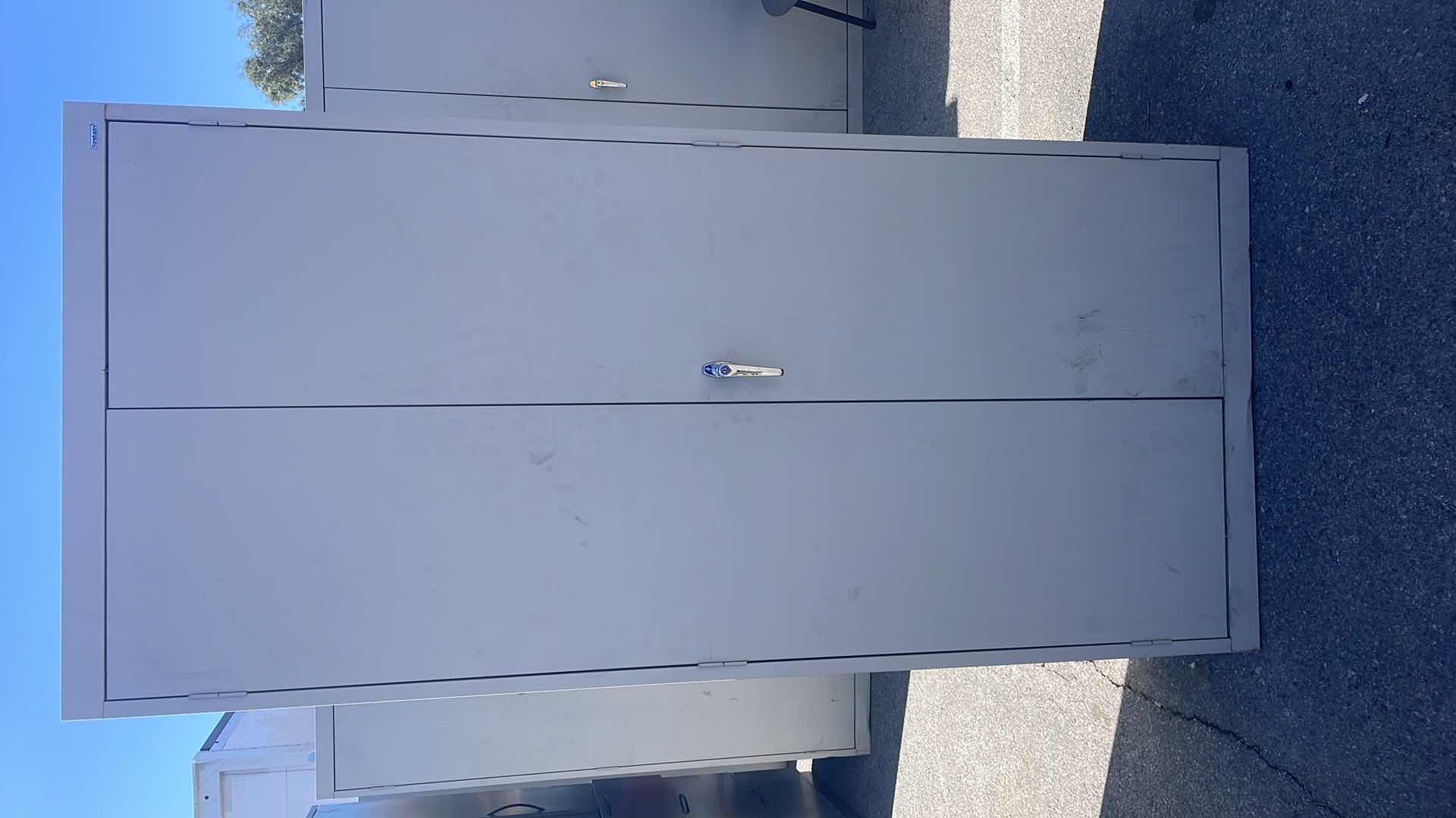 Photo 1 of SANDUSKY LOCKING METAL CABINET WITHOUT KEYS 36” x 24” x 78” 4 SHELVES