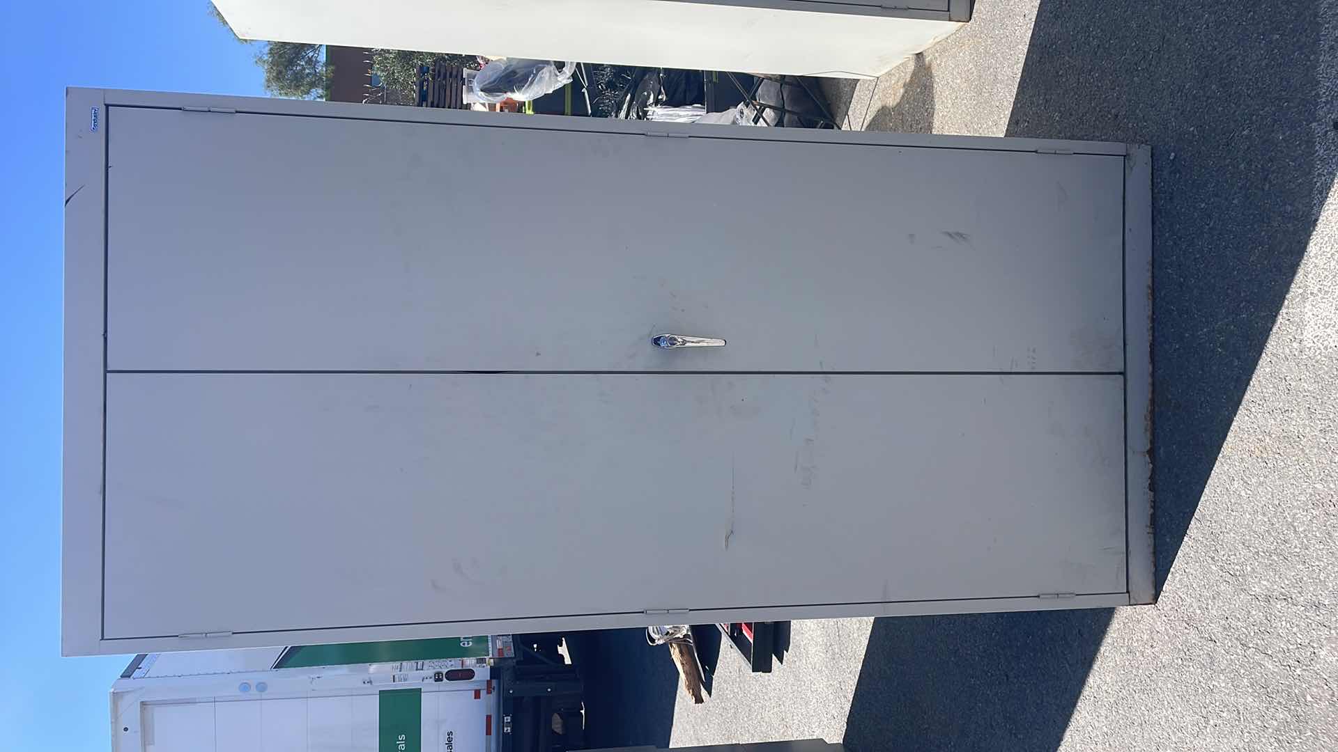 Photo 1 of SANDUSKY LOCKING METAL CABINET WITH KEYS 36” x 24” x 78” 4 SHELVES