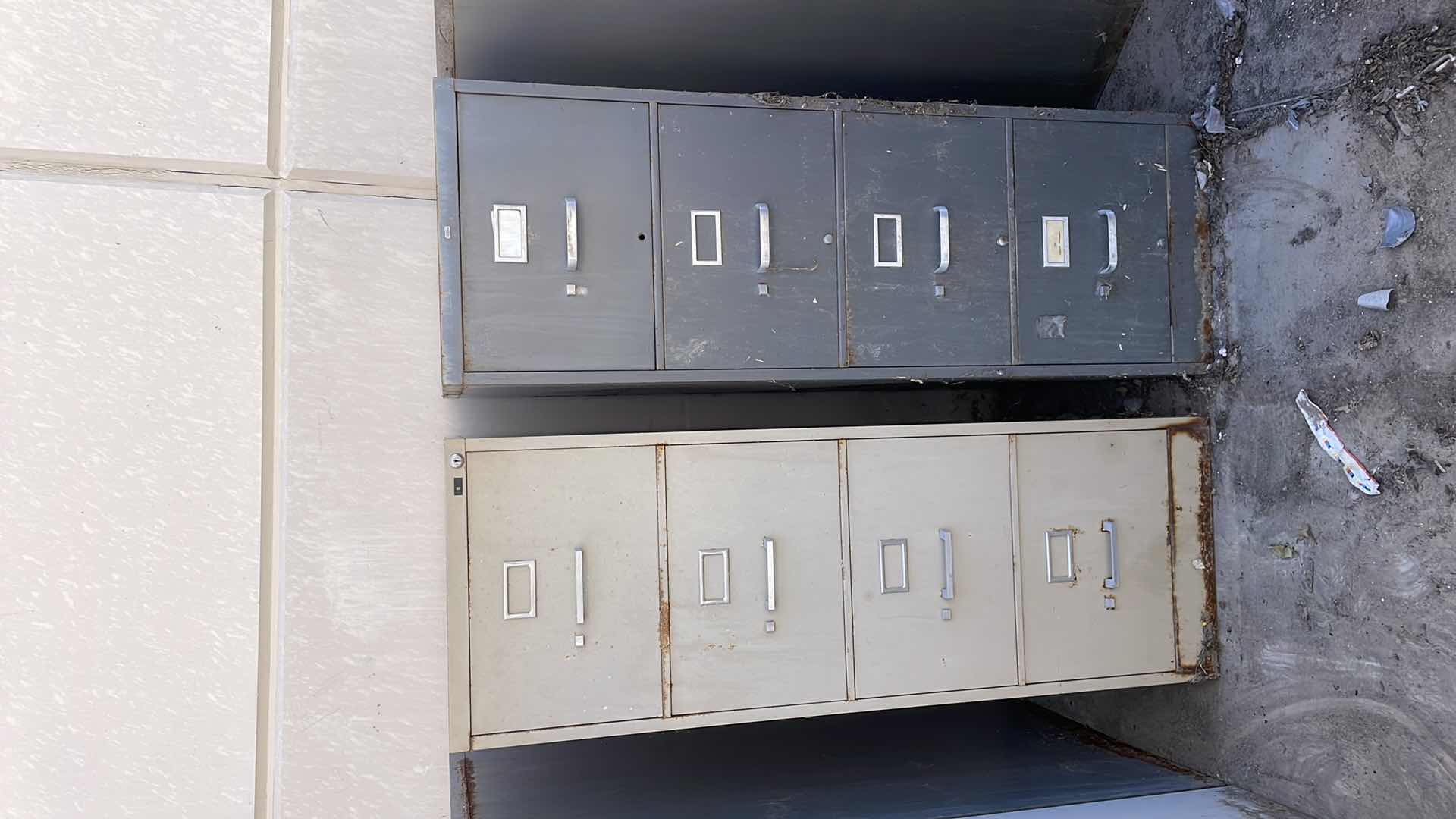 Photo 1 of FILE CABINET 4 DRAWER NO KEYS 18” x 26” x 52” (2)