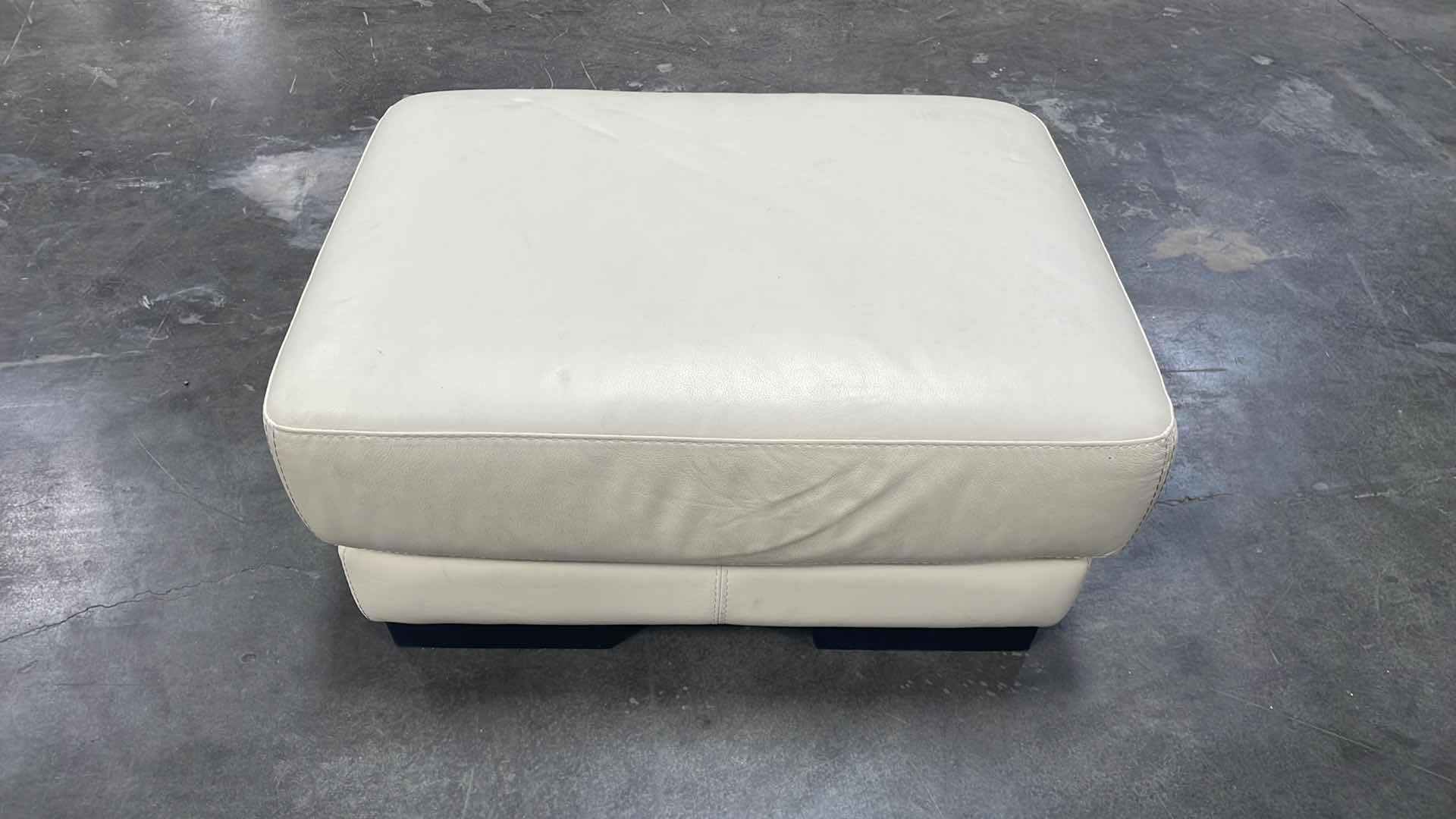 Photo 1 of CHATEAU D'AX LEATHER OTTOMAN 449 CREAM 30” X 22”