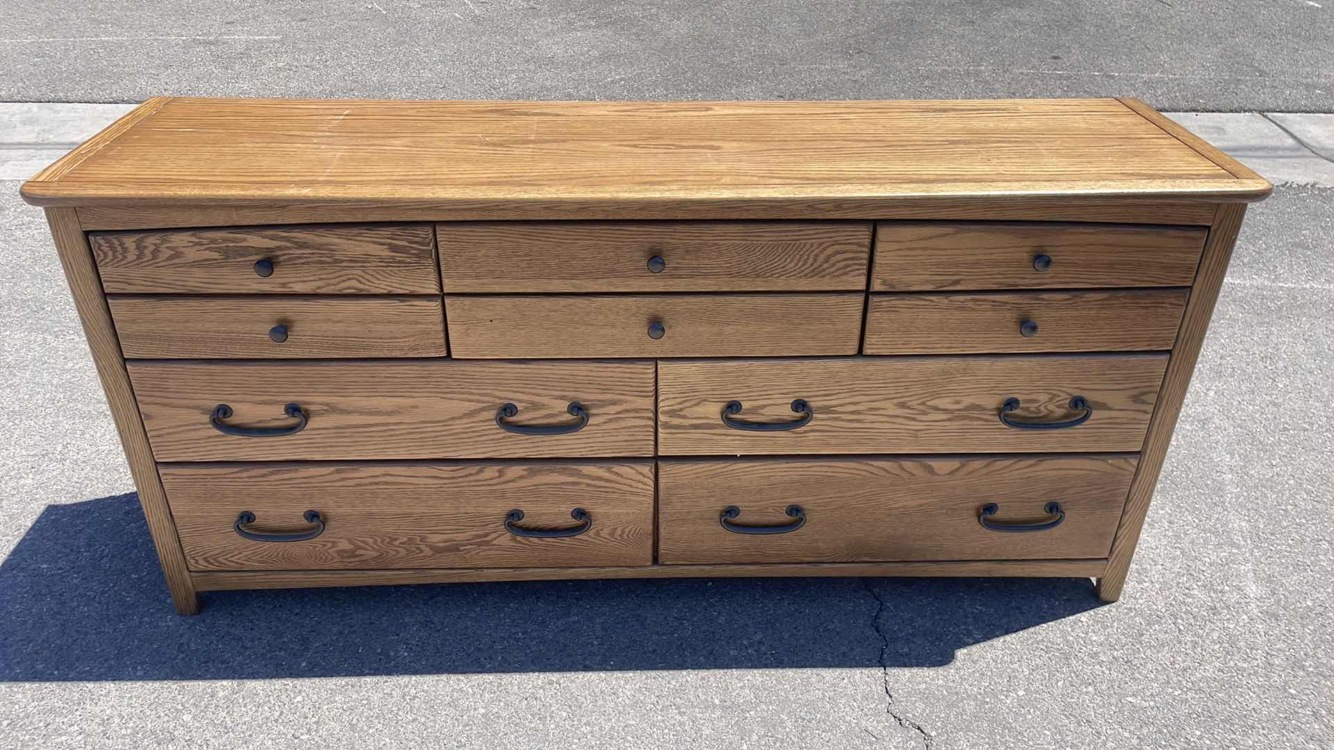 Photo 1 of BLACKHAWK FURNITURE OAK DRESSER 66” x 18” x 30”