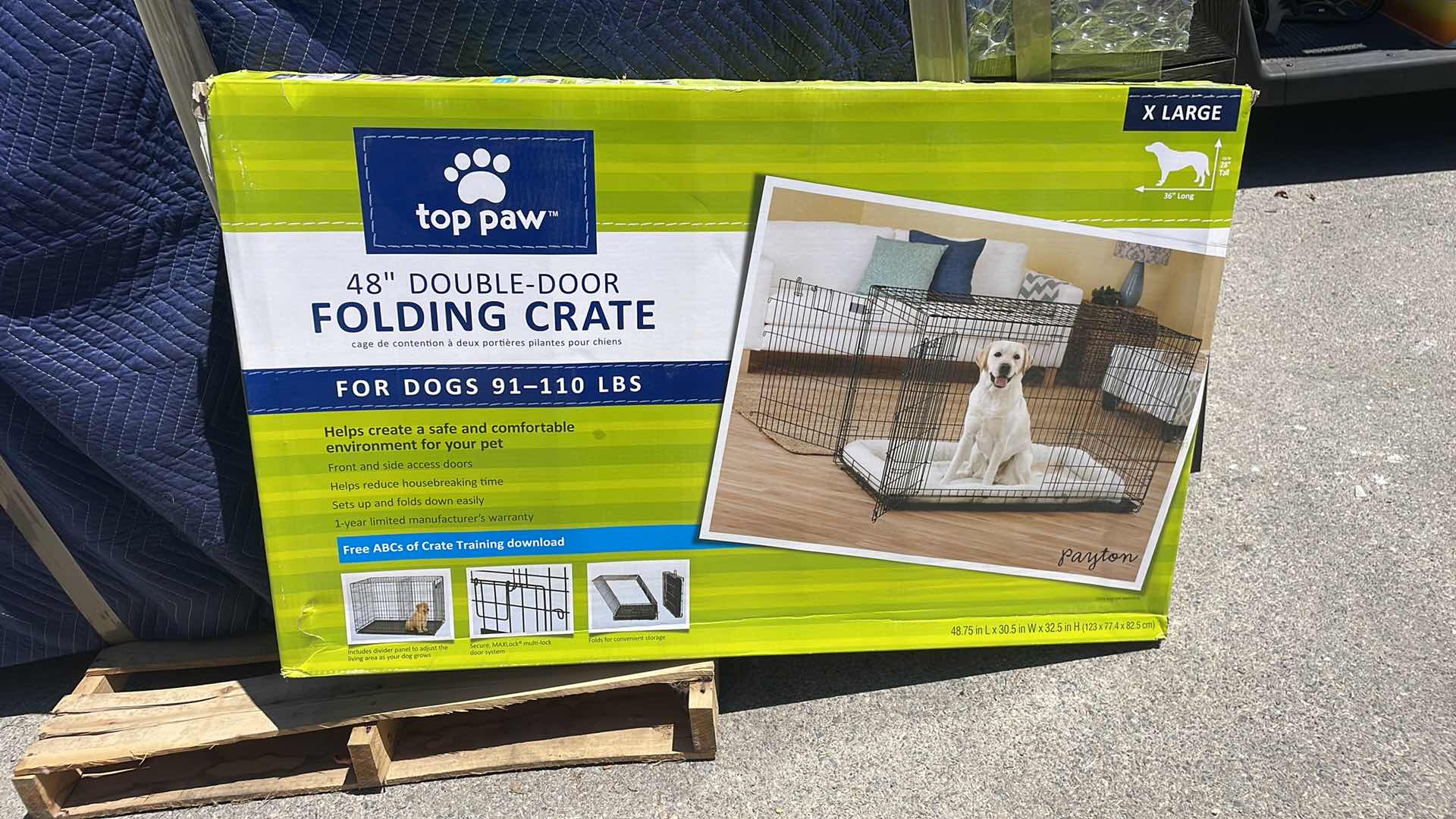 Photo 1 of TOP PAW 48” DOUBLE DOOR FOLDING CRATE EXTRA LARGE