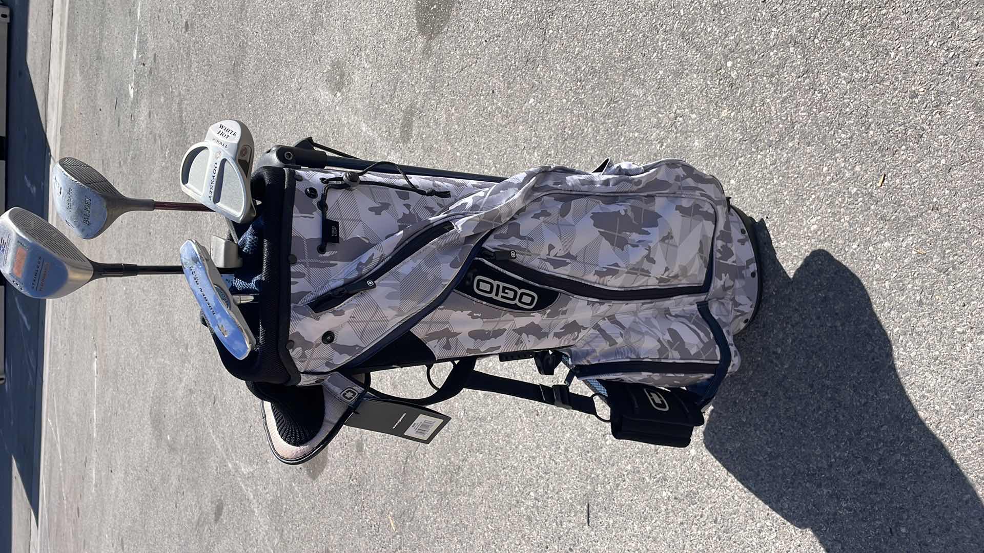 Photo 1 of OGIO WIRE STAND BAG HOTH CAMO WITH MISC GOLF CLUBS RIGHT HANDED AND LEFT-HANDED