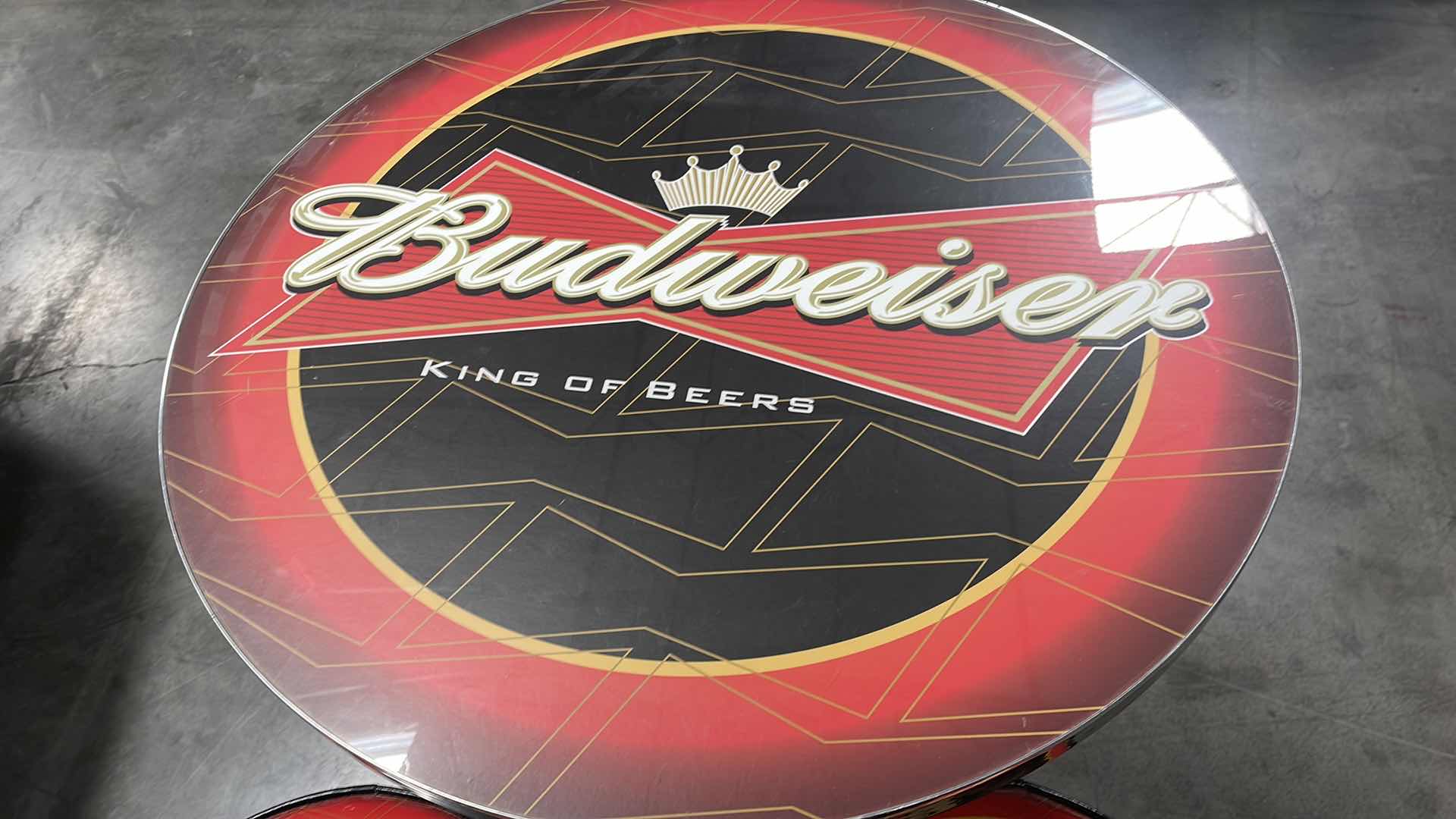 Photo 4 of BUDWEISER BAR TABLE 27” AND 3 BAR STOOLS