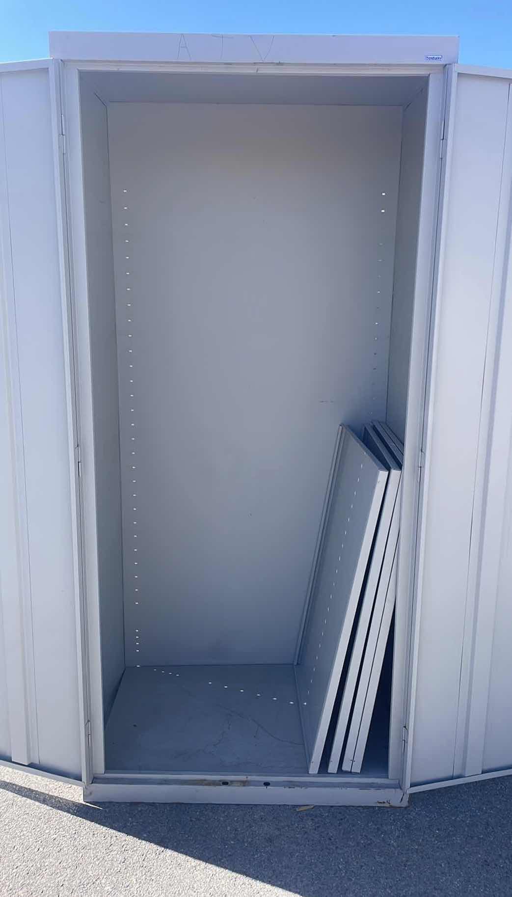 Photo 2 of SANDUSKY LOCKING METAL CABINET WITHOUT KEYS 36” x 24” x 78” 4 SHELVES