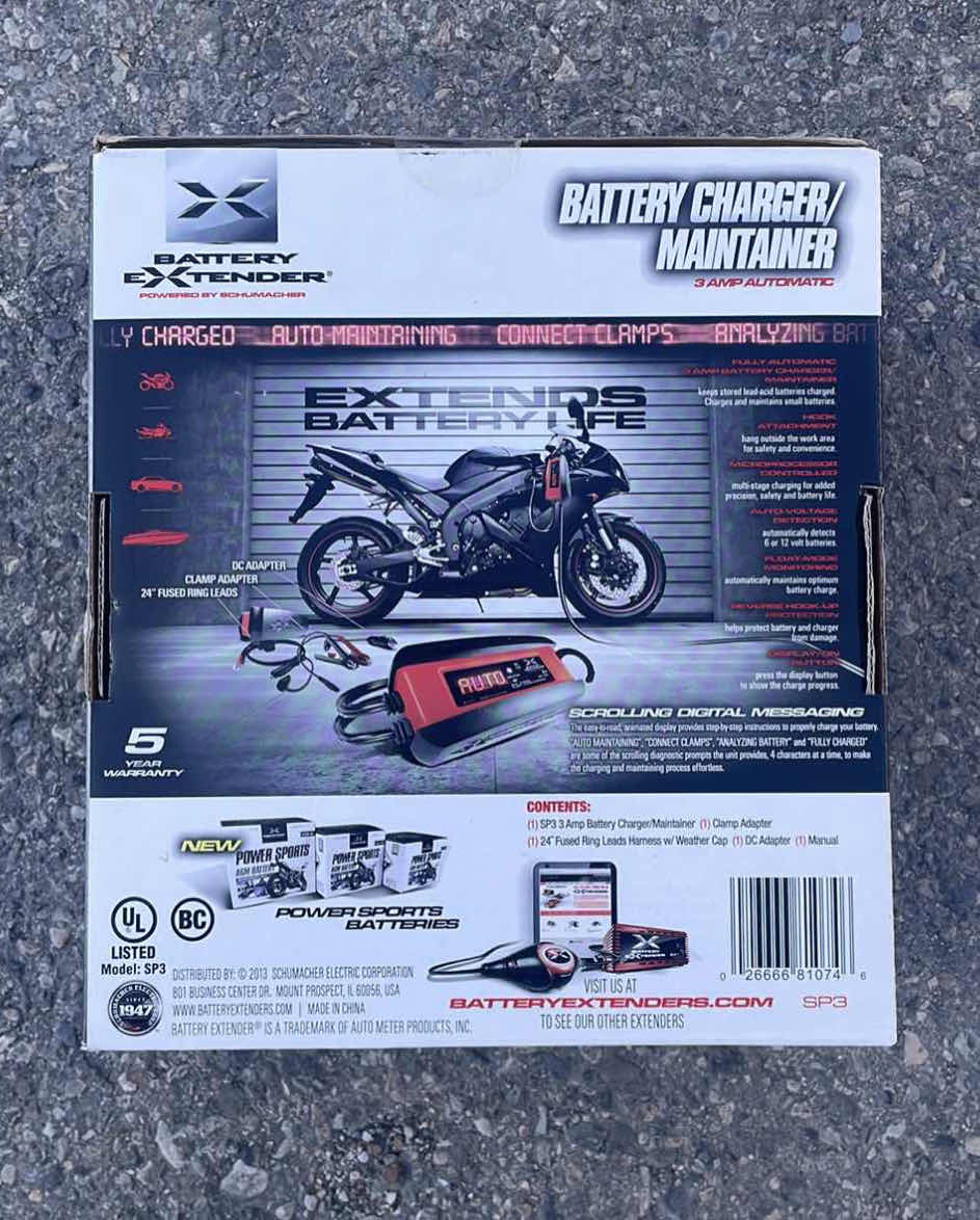 Photo 2 of FACTORY SEALED SCHUMACHER SP1356 3A 6V/12V AUTOMATIC BATTERY CHARGER/MAINTAINER