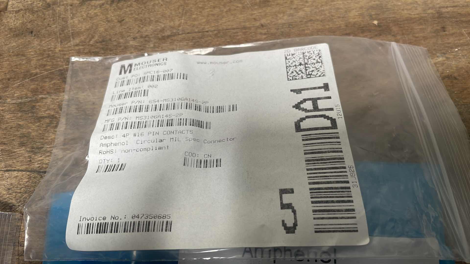 Photo 7 of MS3101A14S-2S
AMPHENOL INDUSTRIAL, MS3106A14S-2P
MFR.: AMPHENOL INDUSTRIAL, MS3101A20-7SY
AMPHENOL INDUSTRIAL